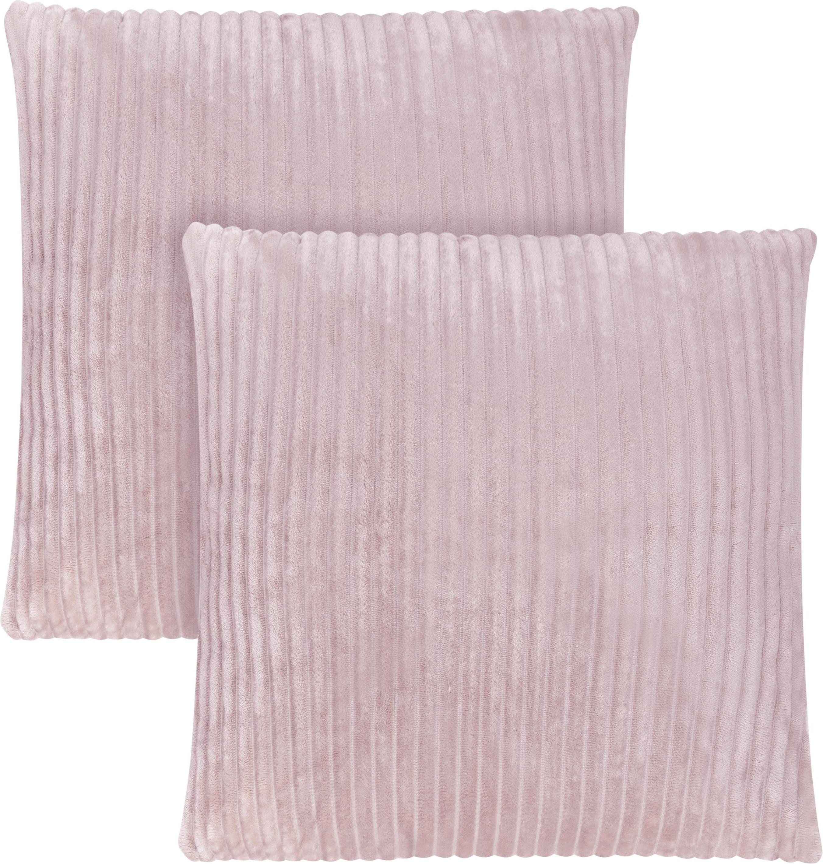 Dekokissen 2 Kissenbezüge aus Streifen-Flanell 60x60 cm Salta