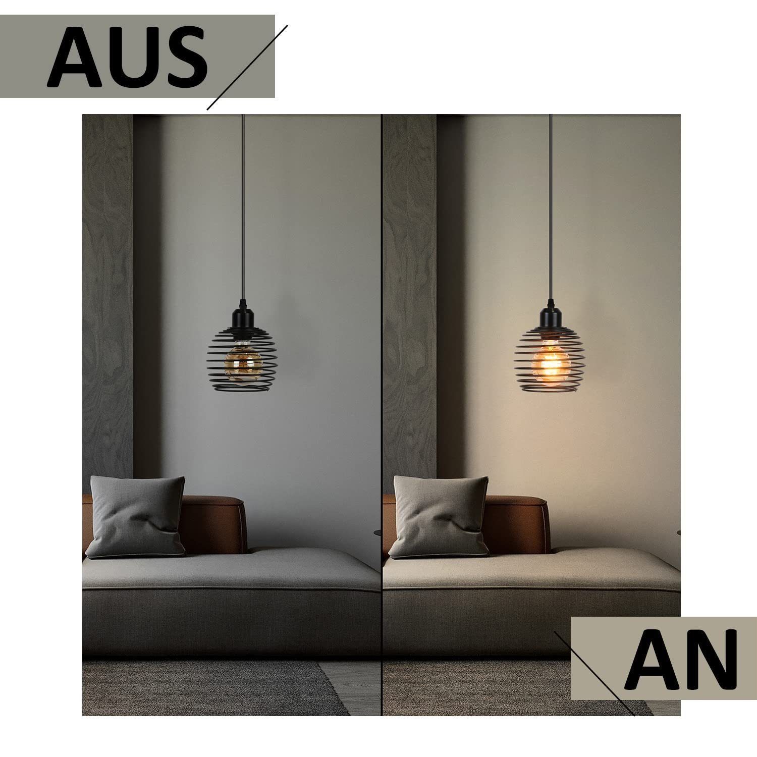 ZMH Pendelleuchte 3 Flammig Vintage Schwarz E27 Hängelampe Esstisch Metall günstig online kaufen