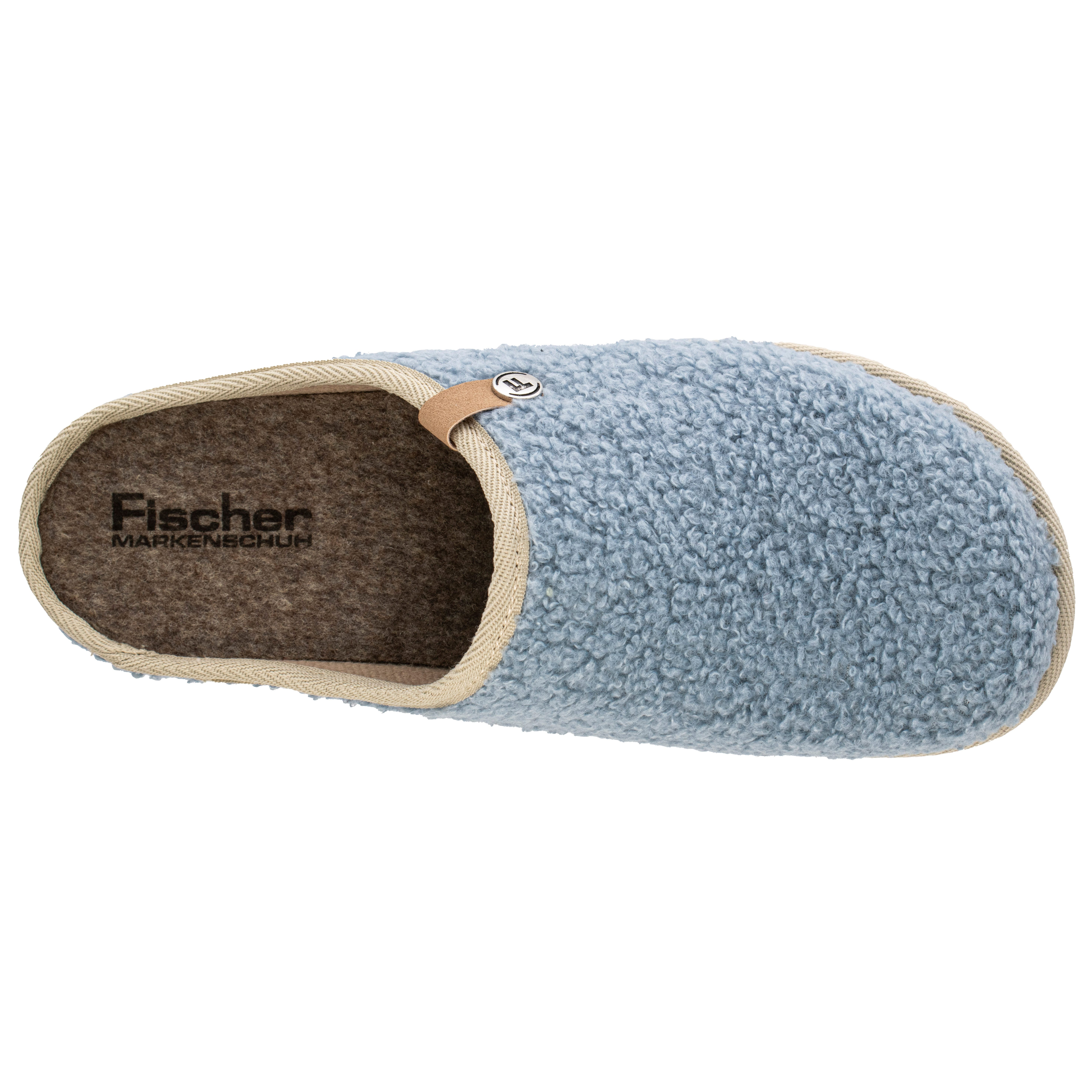 Fischer-Markenschuh Katrin Pantoffel aus trendigem Plüsch, mit herausnehmbarer Einlegesohle aus Filz