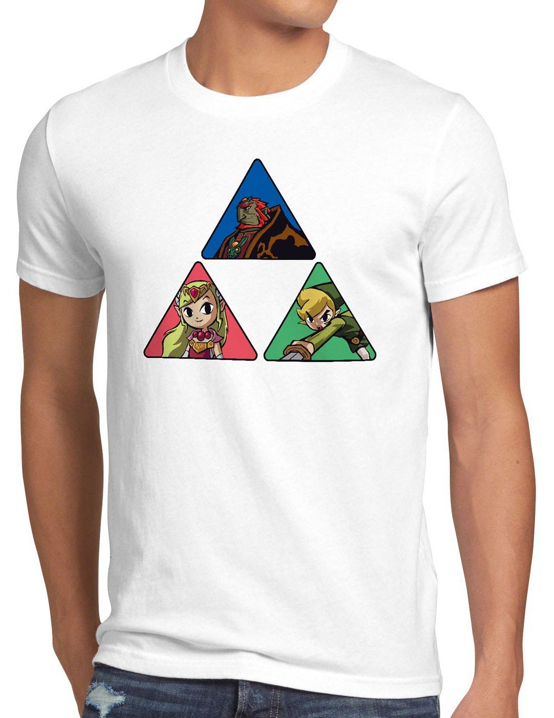 style3 Print-Shirt Herren T-Shirt Triforce Link Gamer Hyrule boy zelda game wild breath legend of weiß