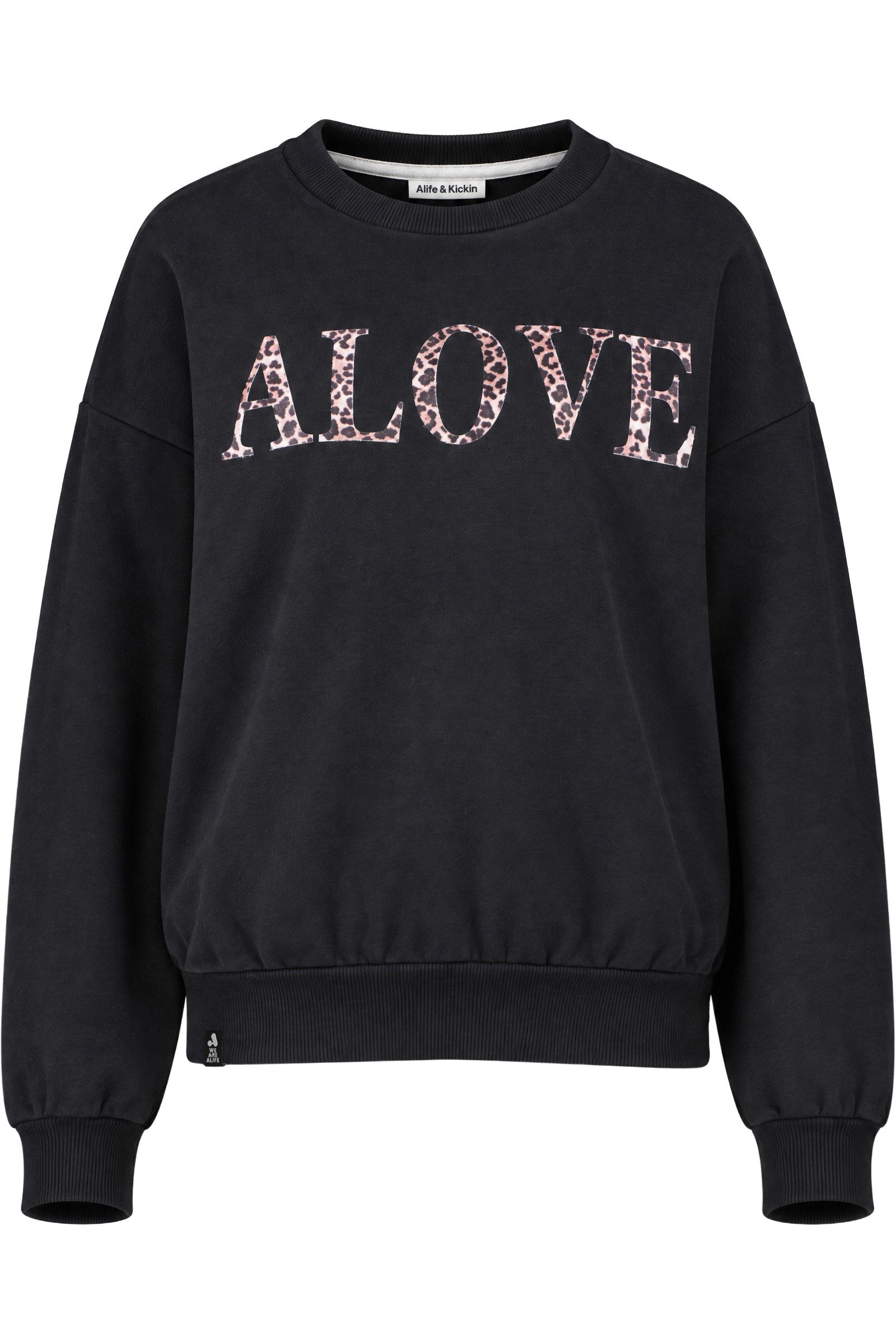 Alife & Kickin Sweatshirt Brustprint ALOVE, Rippbündchen, überschnittene Schultern, Relaxed Fit