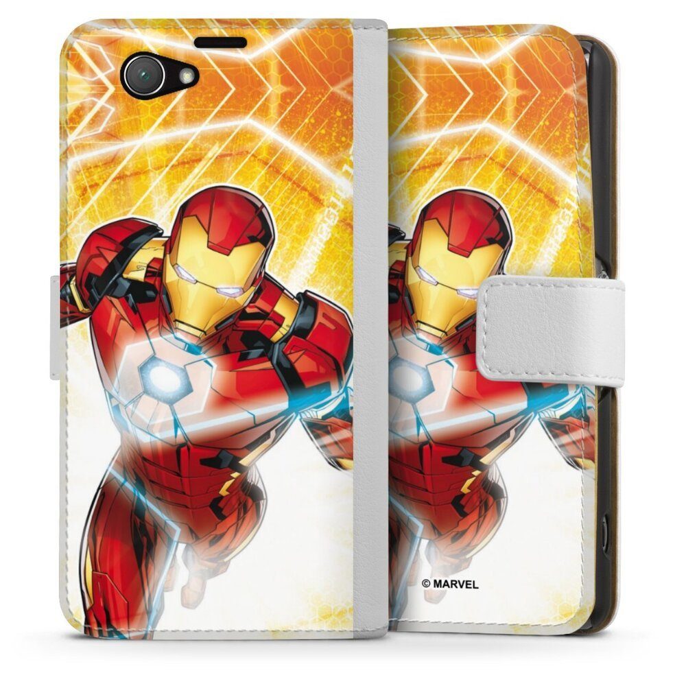 DeinDesign Handyhülle Iron Man on Fire, Sony Xperia Z1 Compact Hülle Handy Flip Case Wallet Cover