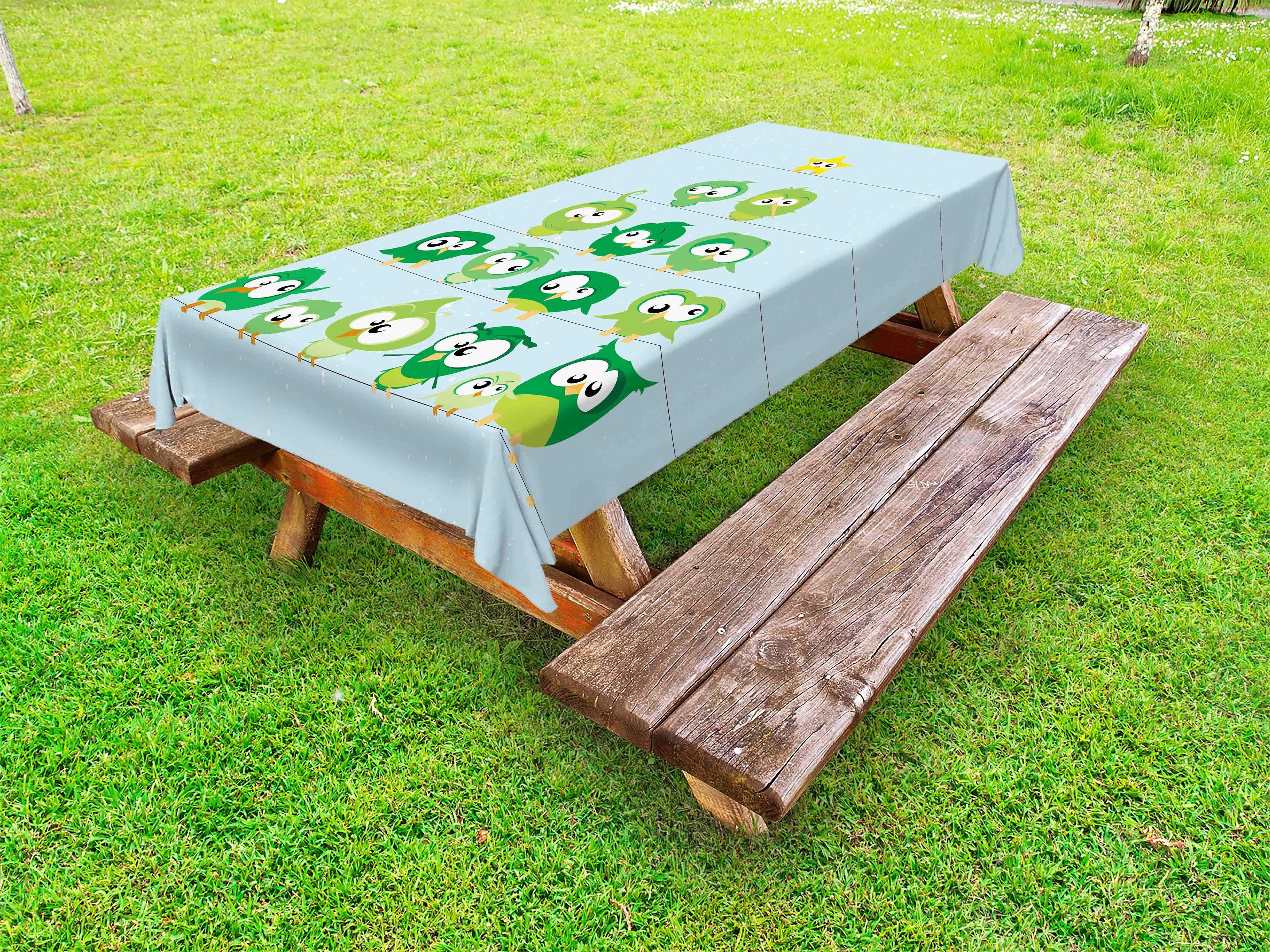 Abakuhaus Tischdecke dekorative waschbare Picknick-Tischdecke, Vogel auf dem Drahtseil Xmas Tree Kunst-Vögel