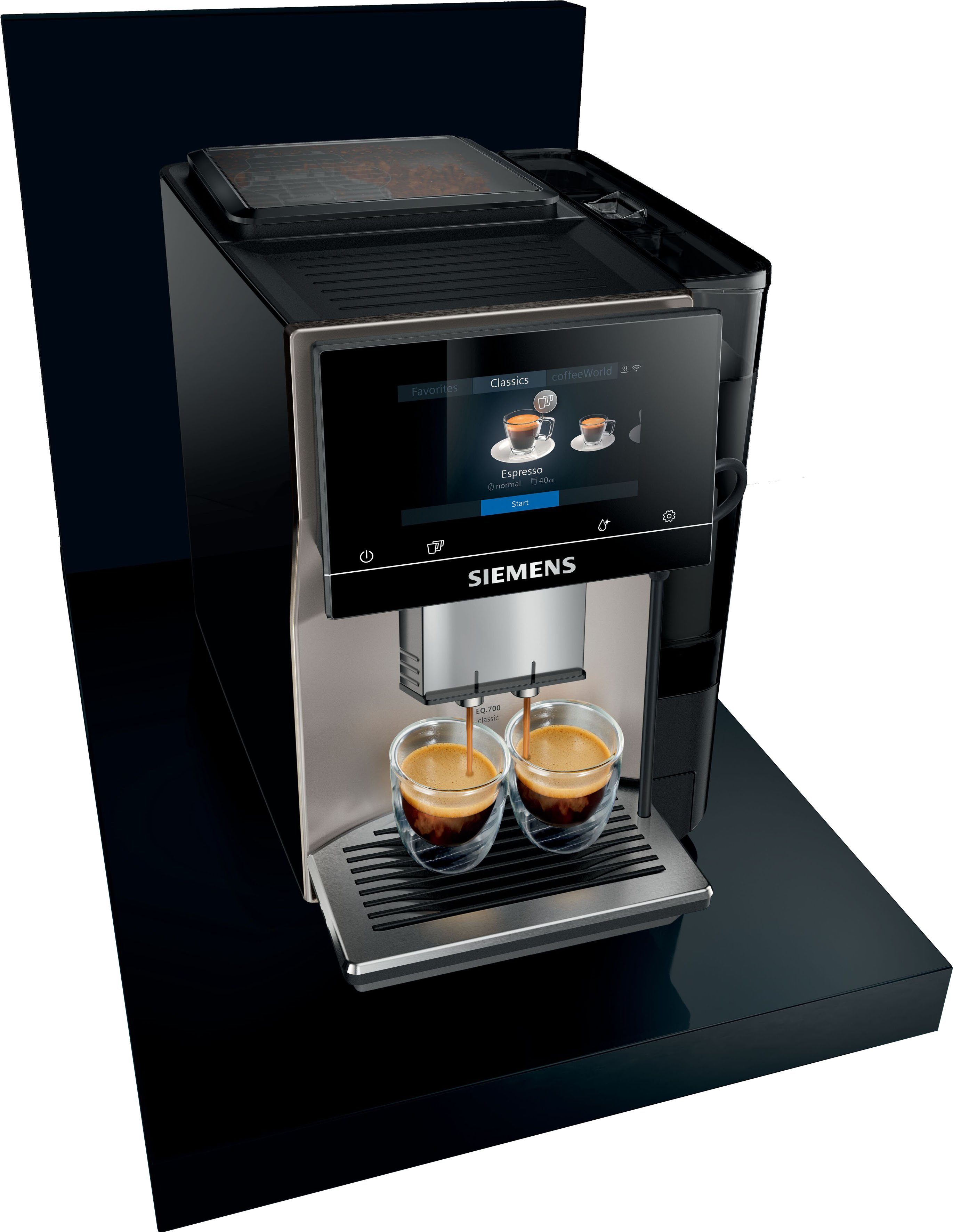 SIEMENS Kaffeevollautomat EQ.700 classic TP705D01, intuitives Full-Touch-Display, automatische Milchsystem-Reinigung