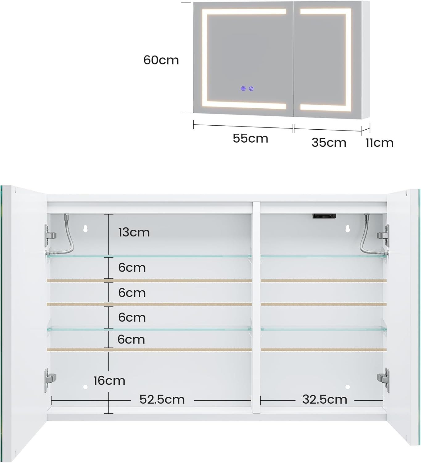 MSMASK Spiegelschrank Bad mit Beleuchtung und günstig online kaufen