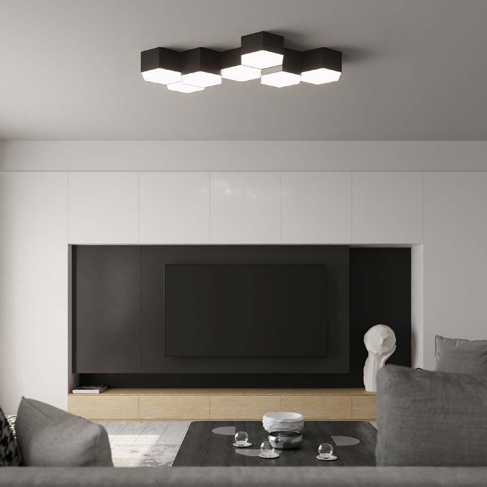 PVC Wohnzimmerleuchte Deckenleuchte Schwarz 2 inklusive, etc-shop nicht Flammig Deckenstrahler, Deckenlampe Leuchtmittel