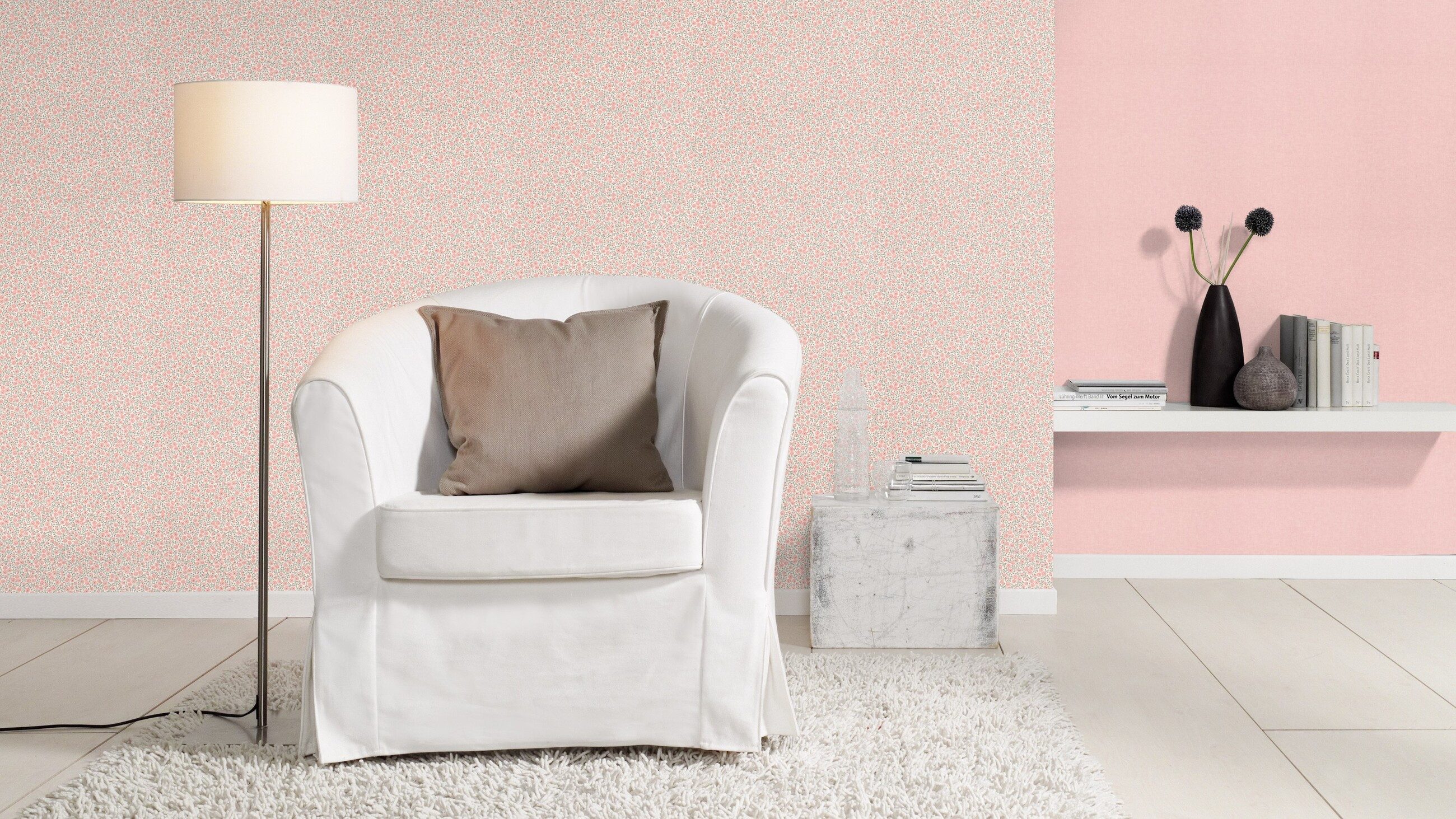Rasch Vliestapete Leinenoptik - Papiertapete Uni Rosa, glatt, Leinenoptik, Aquarelloptik, Textiloptik, (1 Rolle, 1 St., Kollektion 'Kids World II' - 10,05 m x 0,53 m), gute Lichtbeständigkeit, waschbeständig, restlos abziehbar