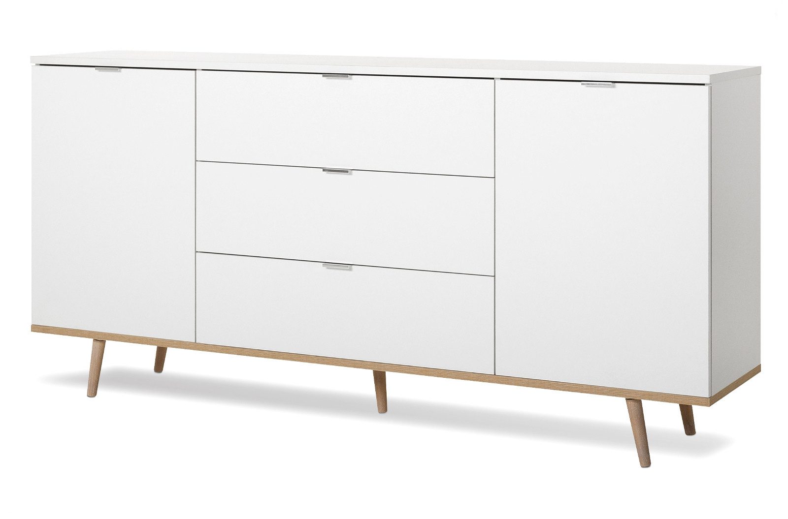 Furn.Design Sideboard Lundby (Kommode in weiß matt mit Eiche Sonoma, 180 x 87 cm), skandinavisches Design