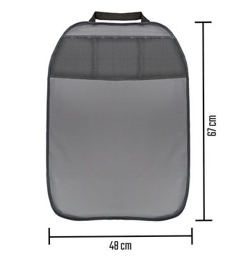 L & P Car Design Auto-Rückenlehnentasche Rückenlehnenschutz Sitzschoner Kunstleder in grau Kinder (1 Stück), mit 3 Taschen