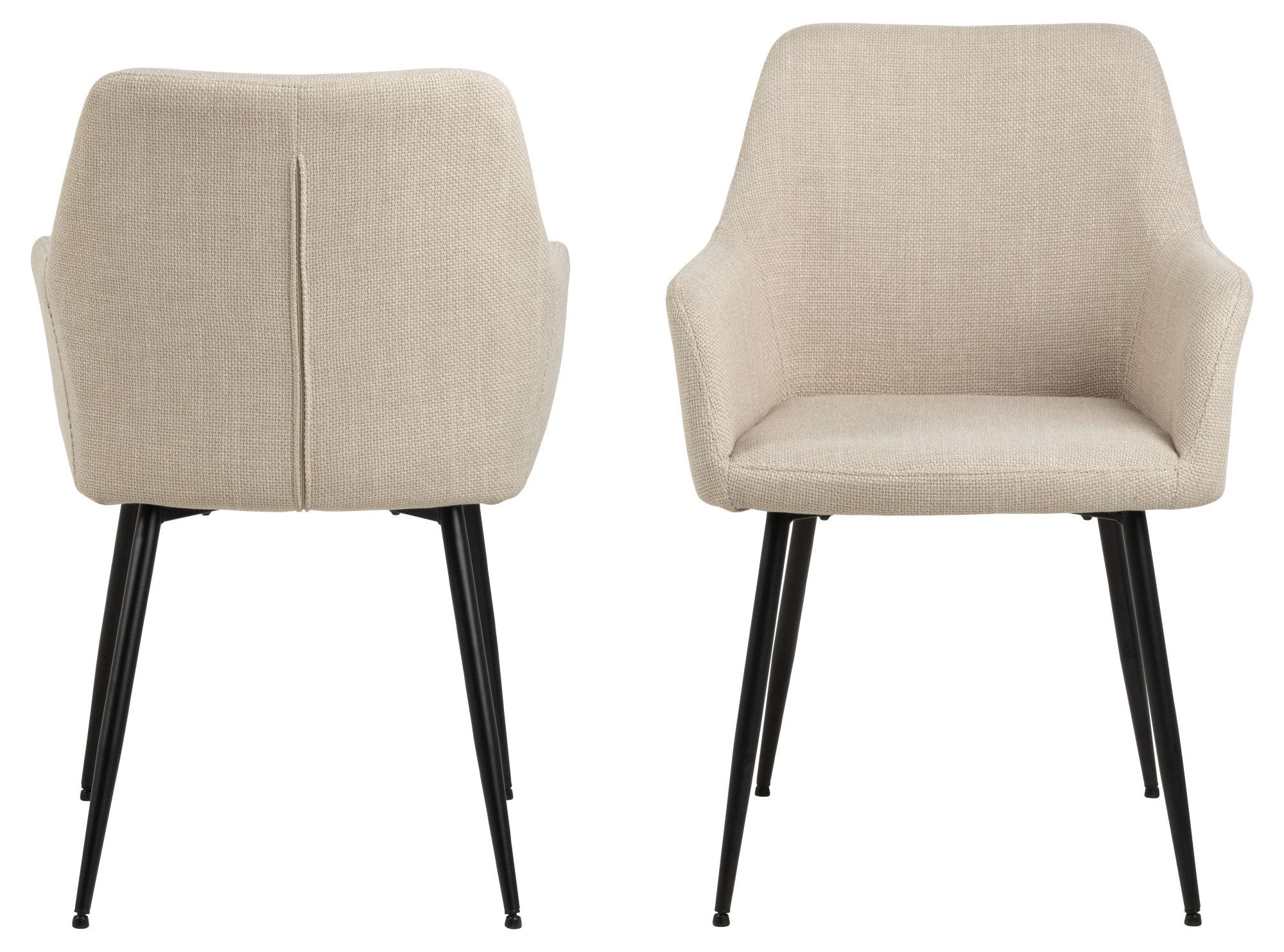 ACTONA GROUP Esszimmerstuhl Glenda 2er Set, Stoff - mit Armlehne & gepolstert in mehreren Farben, Bequemer Stuhl im skandinavischen Design & modernem Look