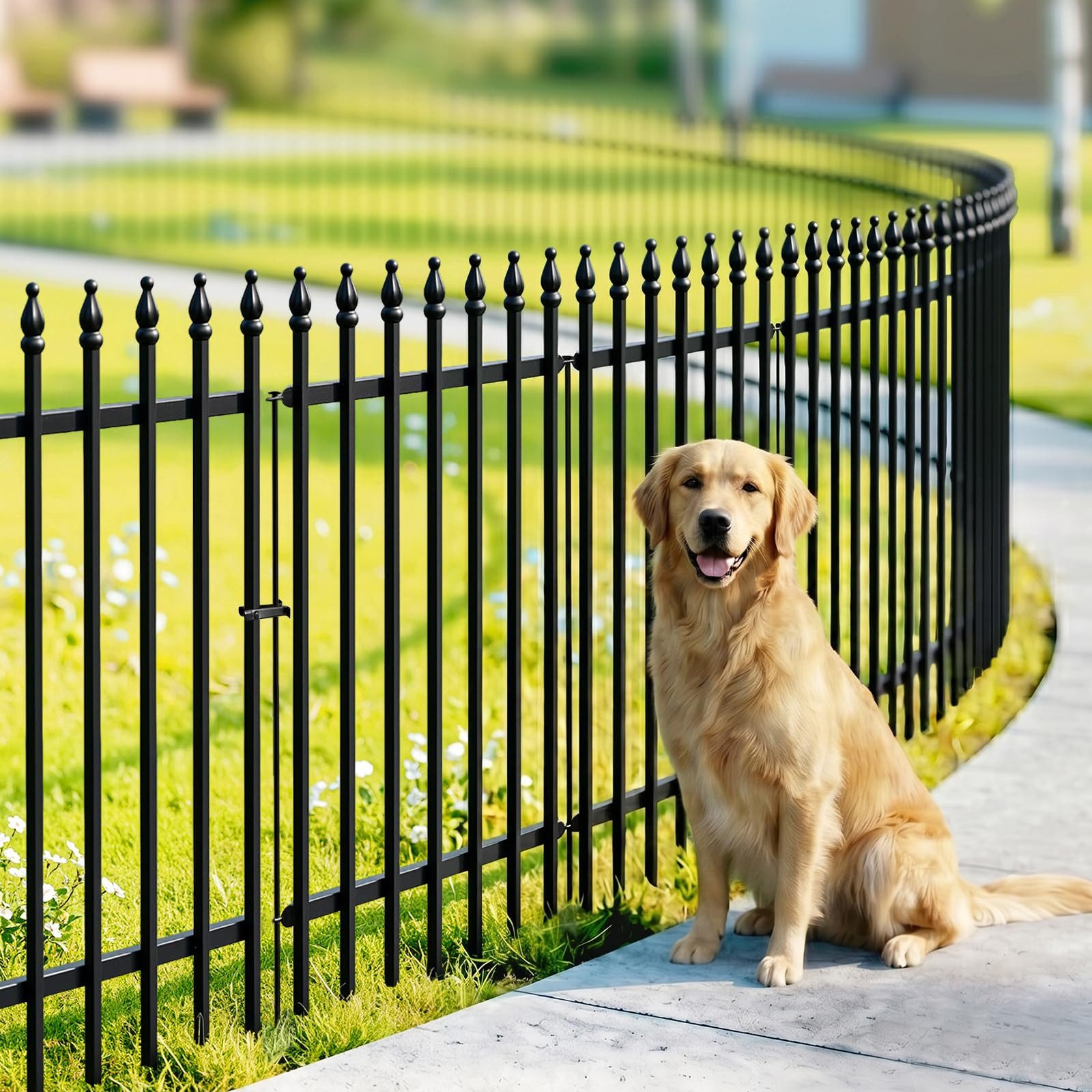 Thealyn Gartenzaun Metal 91x70cm 4pcs+gate, patio/animal, (5-St), witterungsbeständig und rostfrei