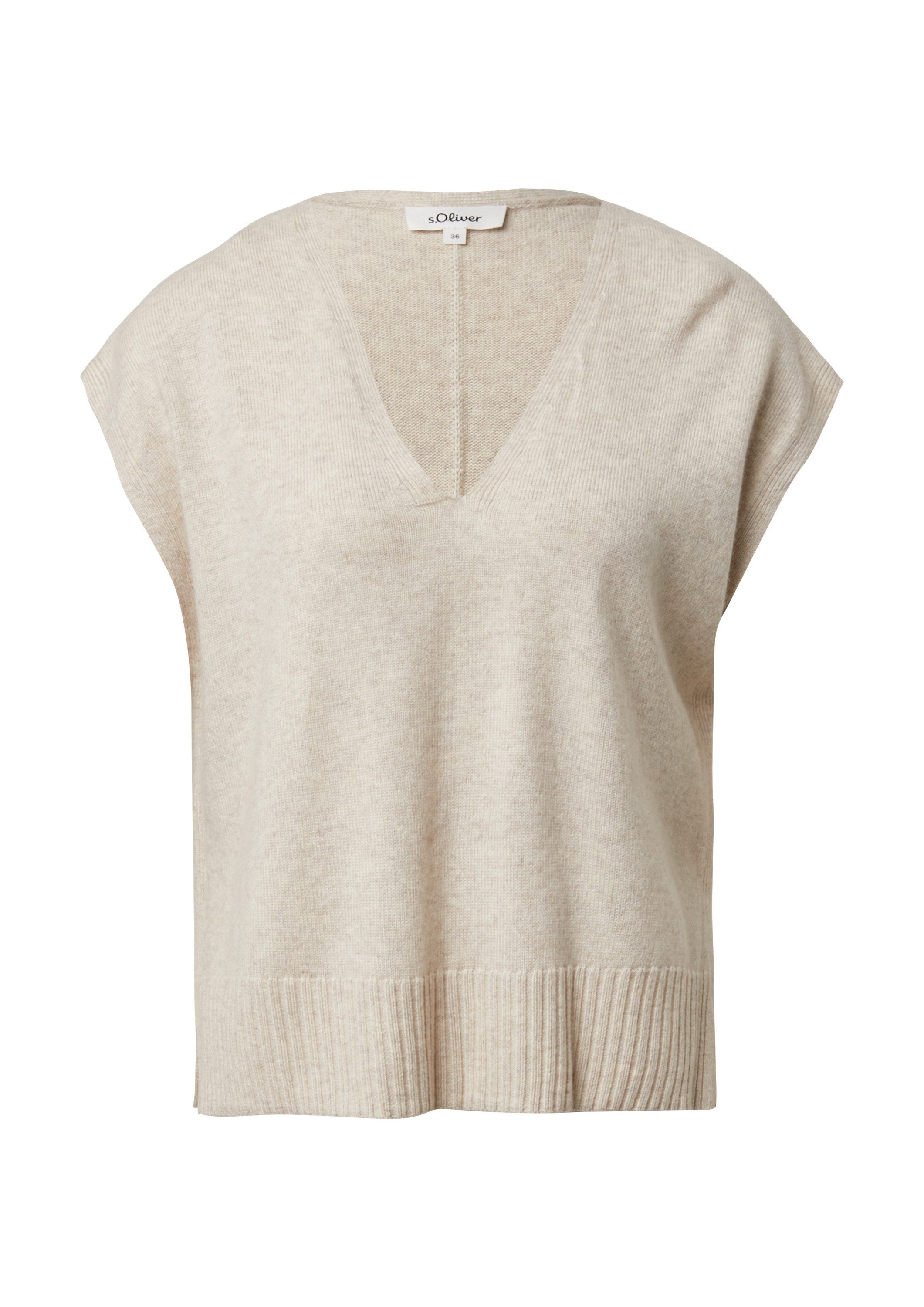 s.Oliver Kurzarmpullover Strickpullunder Pullunder aus Wollmix mit Seitensc günstig online kaufen