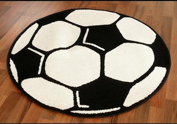 Kinderteppich Fußball, HANSE Home, rund, Höhe: 10 mm, Kinder-Teppich, Rutschfest, Kurzflor, Fussball, Kinderzimmer, Spiel