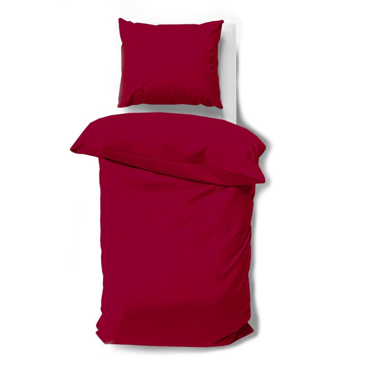 Lorena Bettwäsche Flanell Daphne in 135x200 + 80x80 cm 7878-067 uni rot einfarbig, Fein-Flanell, 2 teilig, Winterbettwäsche aus 100% Baumwolle