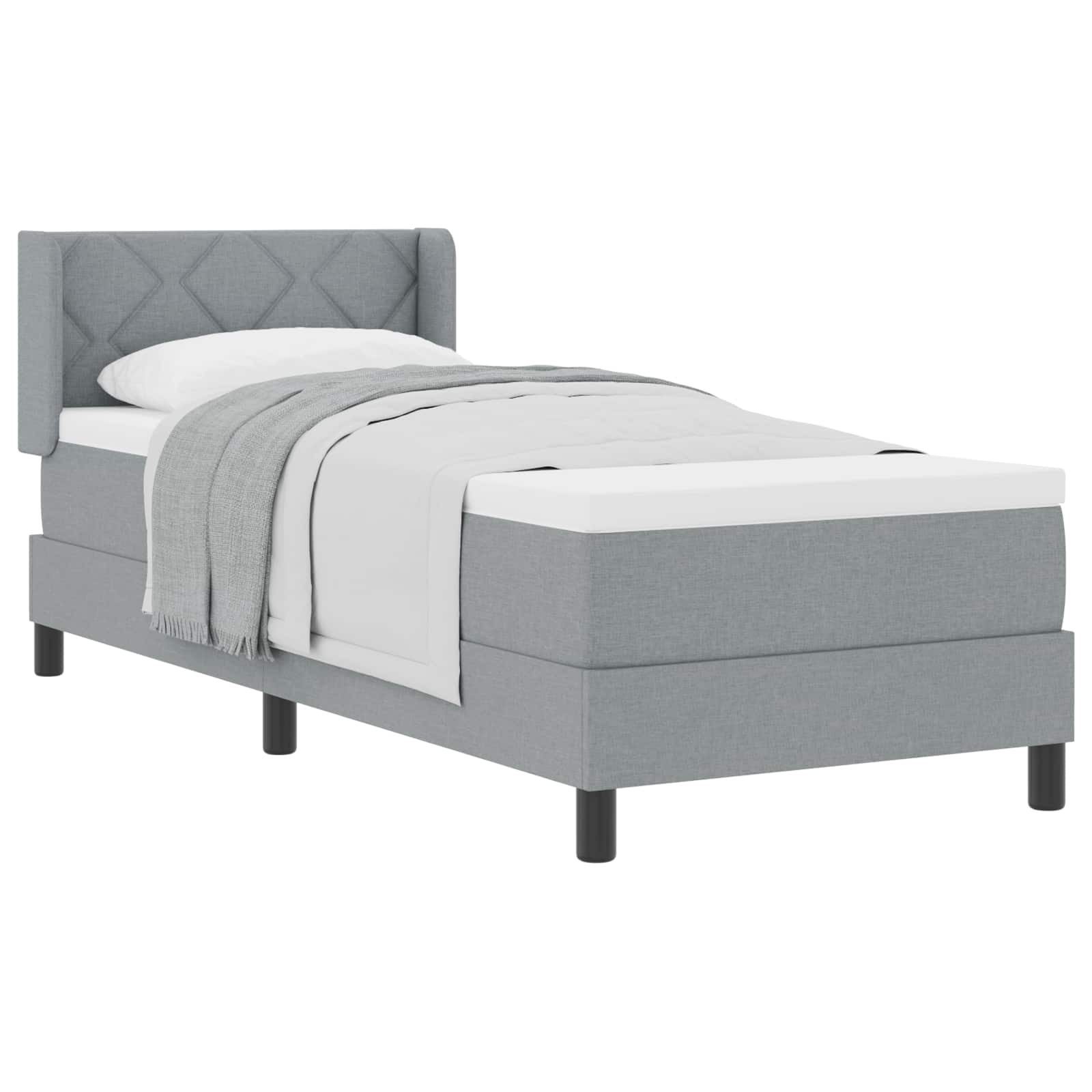 Bett Boxspringbett mit Kopfteil Hellgrau 200 x 80 cm Stoff