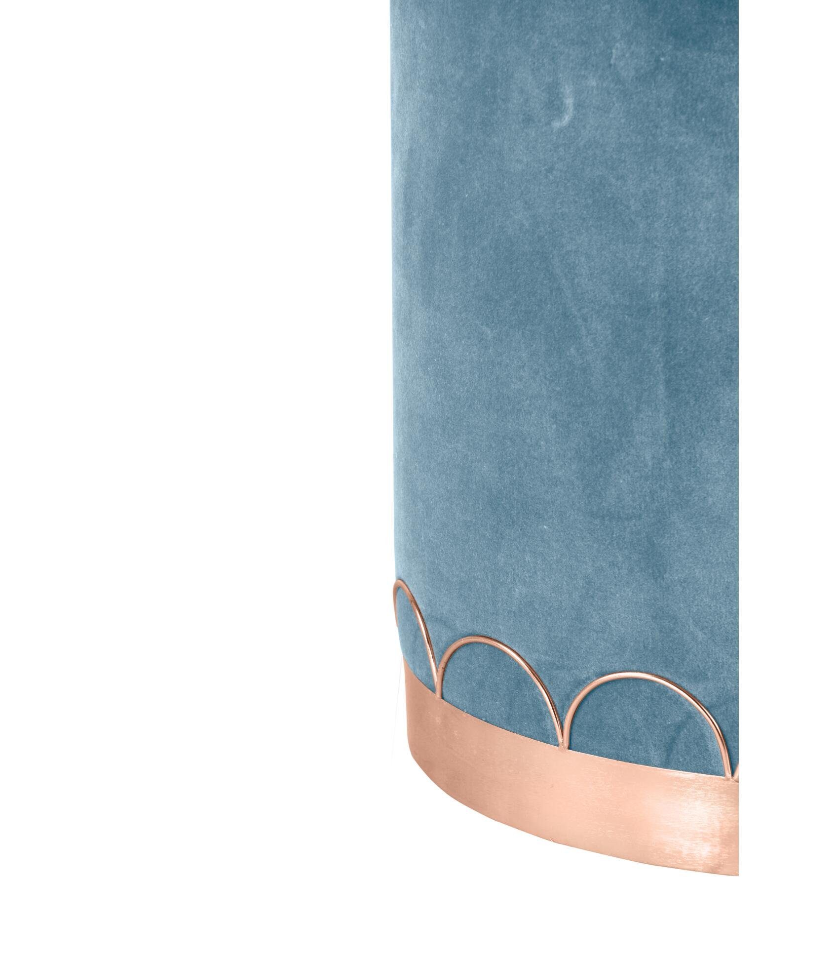 carla&marge Blue Ice mit Hellblau Sitzhocker aus (Pouf goldfarbenem Baumwolle) % superweicher Ibsalba in 34x43 Bezug Fußring, Samt (100 cm),