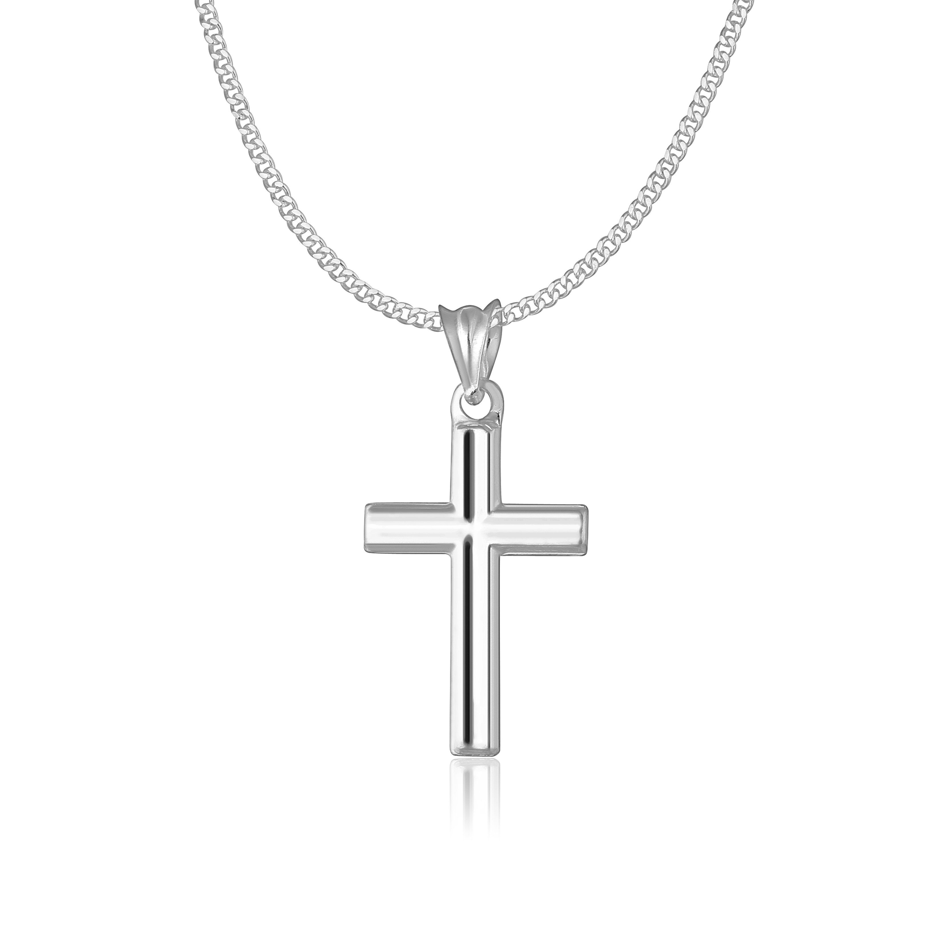 NAHLE Kette mit Anhänger Kreuz Silber Panzerkette Silberkette Kreuz Kette ( günstig online kaufen