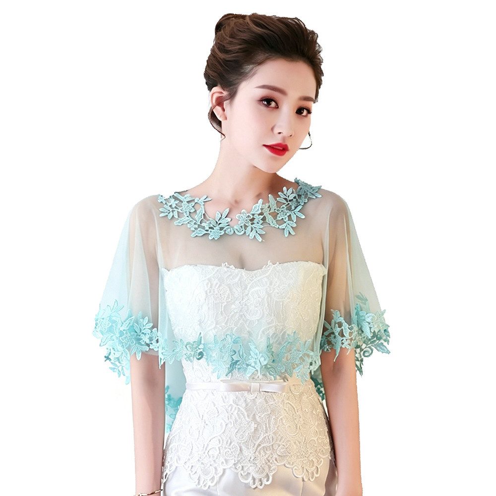 Zaewry Bolero Spitzen-Stola für Damen, transparenter Schal,Hochzeits-Cape Elegante Schulterjacke für Hochzeit, Brautmode & Abendkleid
