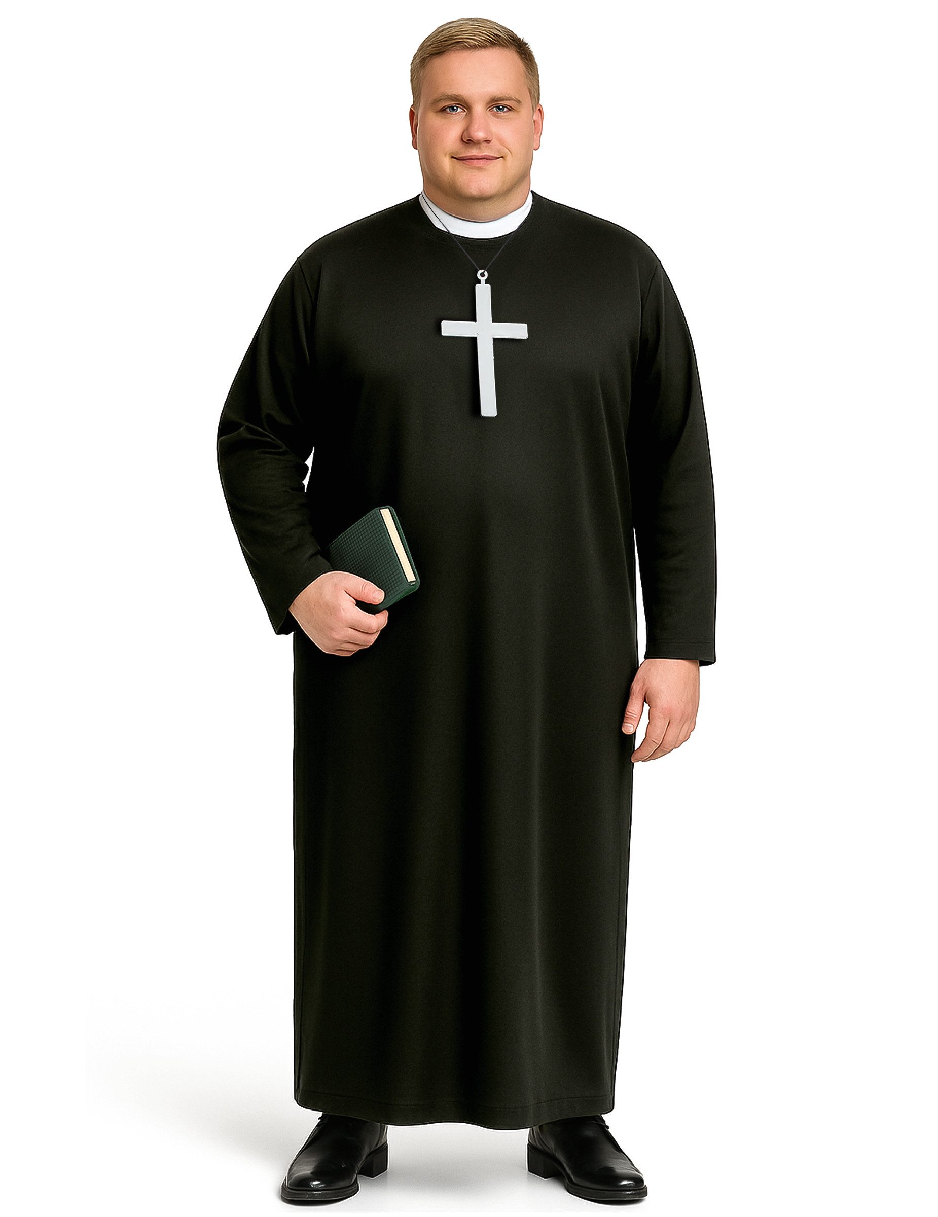 JADEO Kostüm Priester-Kostüm in Übergrösse Karneval-Kostüm schwarz-weiss