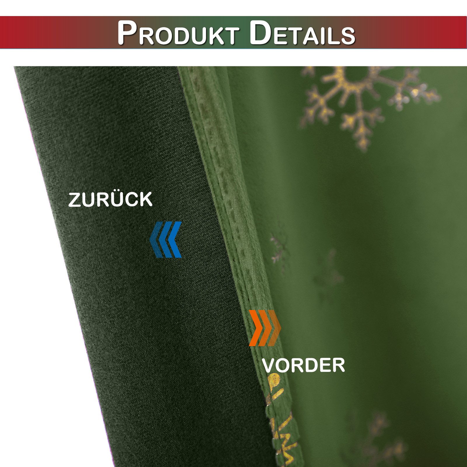 Lapamax Gardine Schneeflocke Weihnachtsvorhang Thermoisolierte Verdunkelungsvorhänge, Multifunktionsband, Fenstervorhänge für Wohnzimmer und Schlafzimmer – Bild 5 von 5