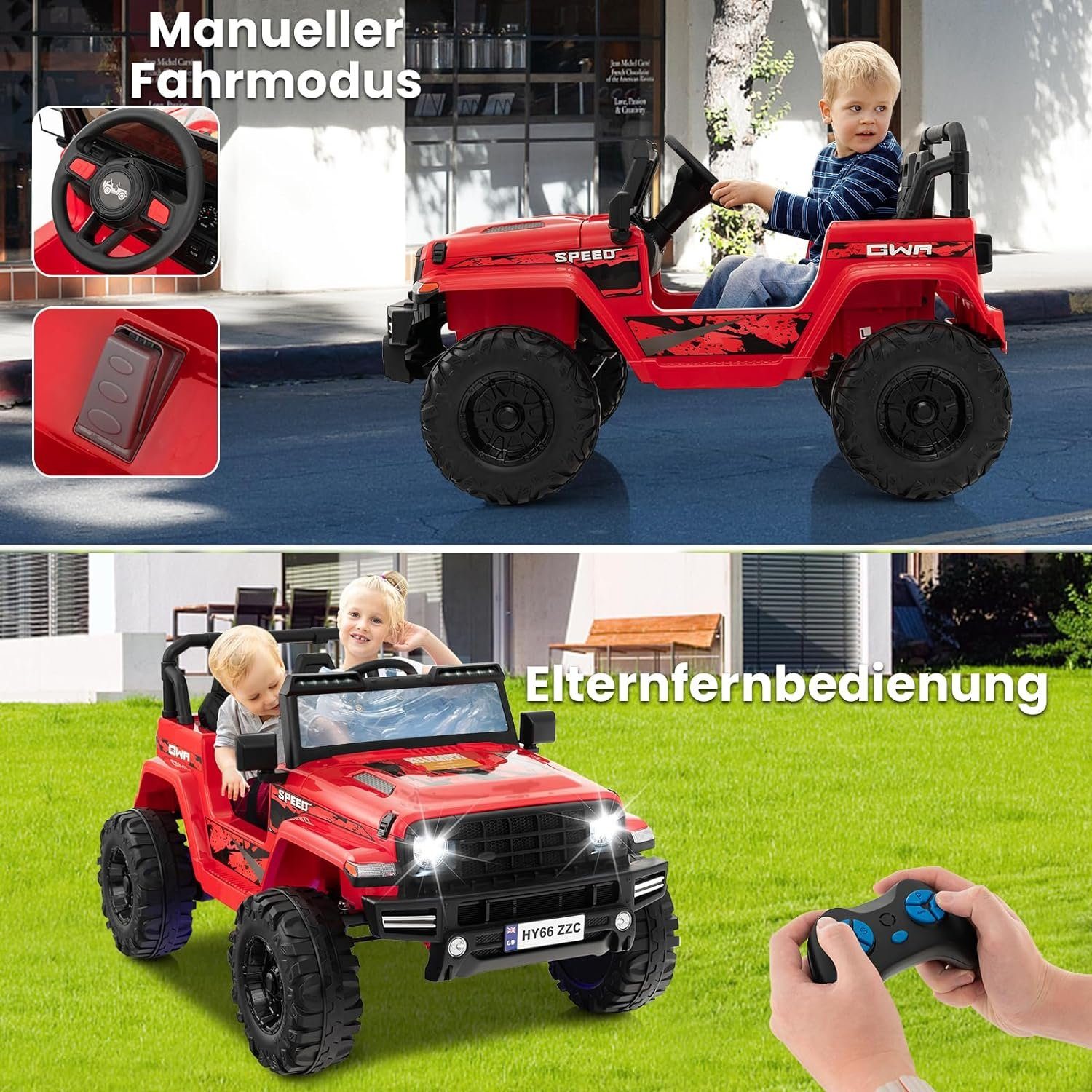 KOMFOTTEU Elektro-Kinderauto, mit MP3, Hupe, Musik und LED-Leuchten günstig online kaufen