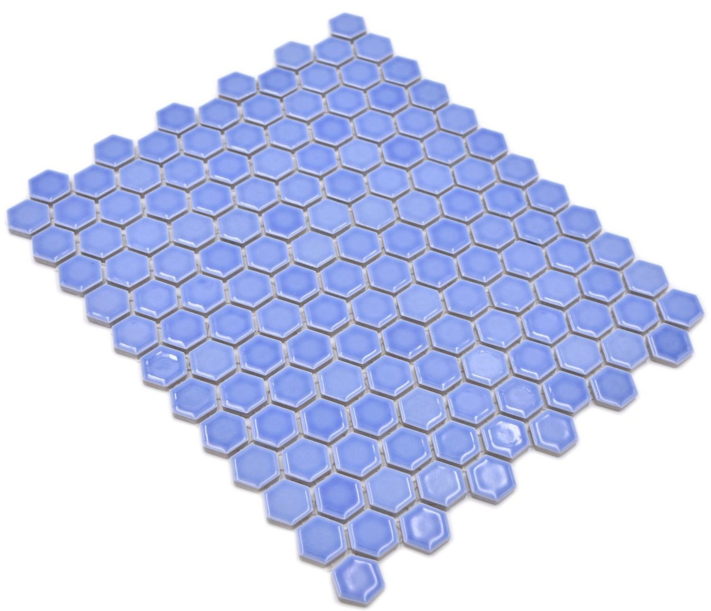 Thumbnail - Mosani Mosaikfliesen Keramikmosaik Mosaikfliesen hellblau glänzend / 10 Mosaikmatten