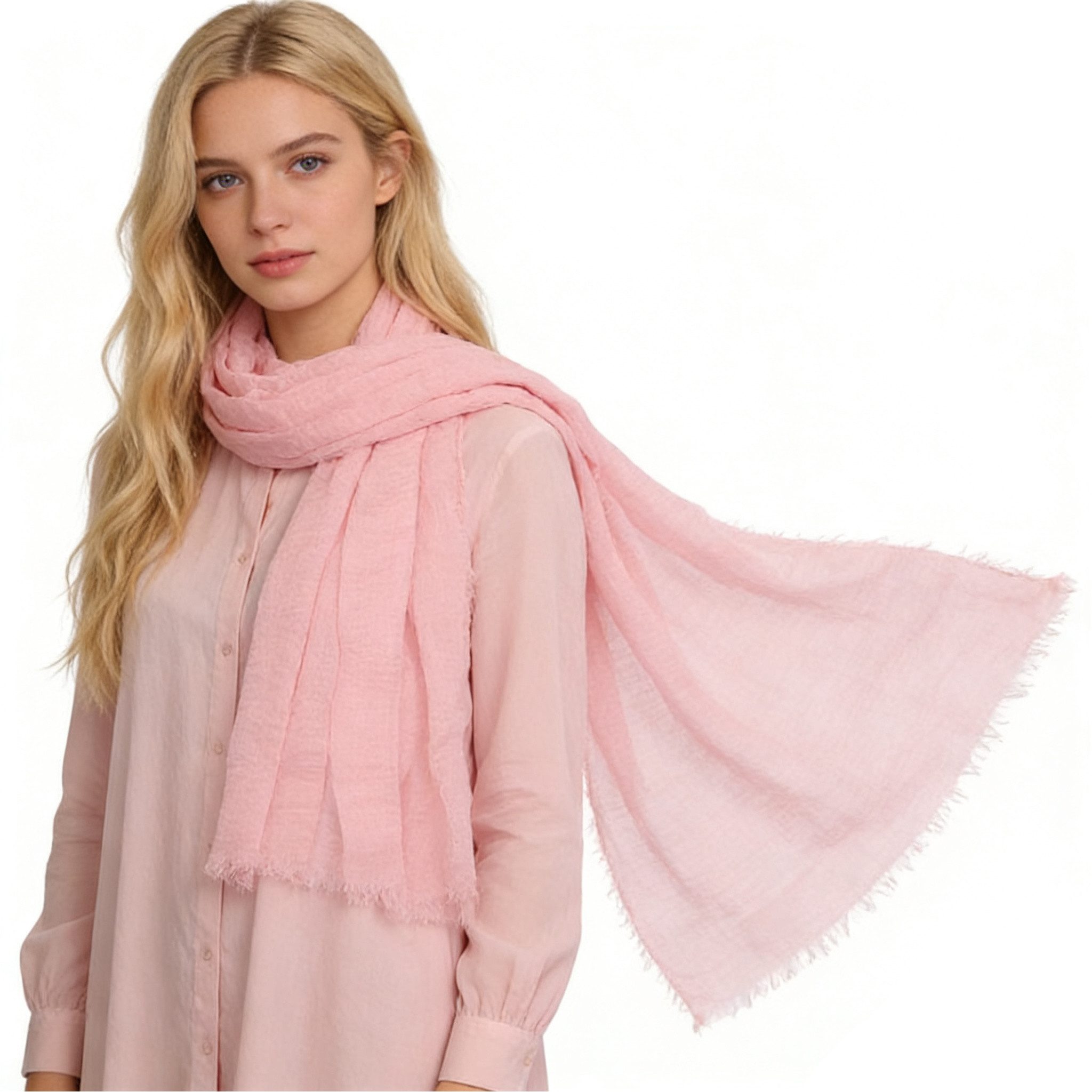 MIRROSI Modeschal weicher Unifarbe Schal ca.90x180cm zartem Rand und kurzen Fransen, (viele tolle Farben zur Auswahl), Damen Halstuch ideal für Frühling, Sommer – Bild 3 von 4