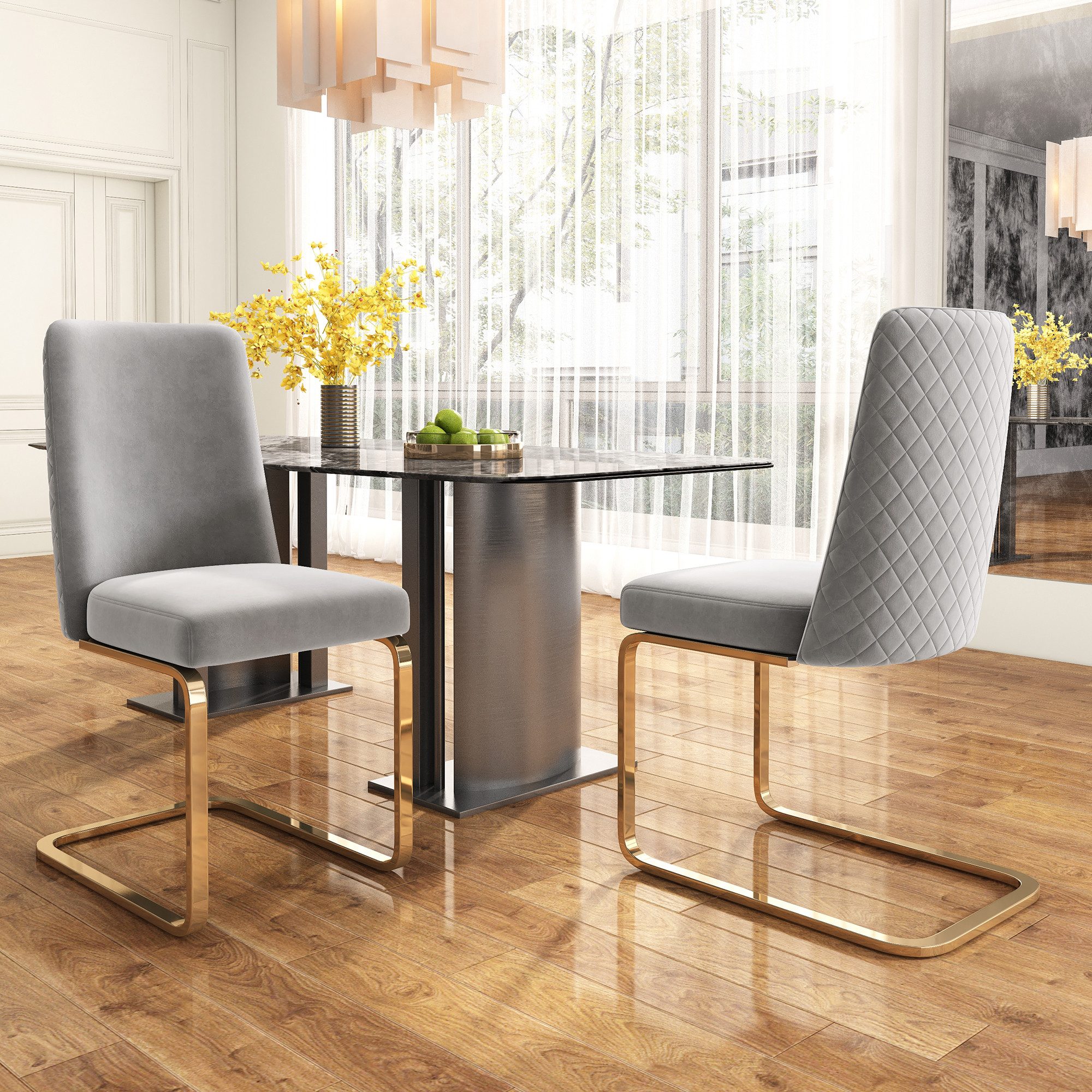 Flieks Freischwinger (Set, 2 St), 2er Set Esszimmerstühle Polsterstuhl Schw günstig online kaufen