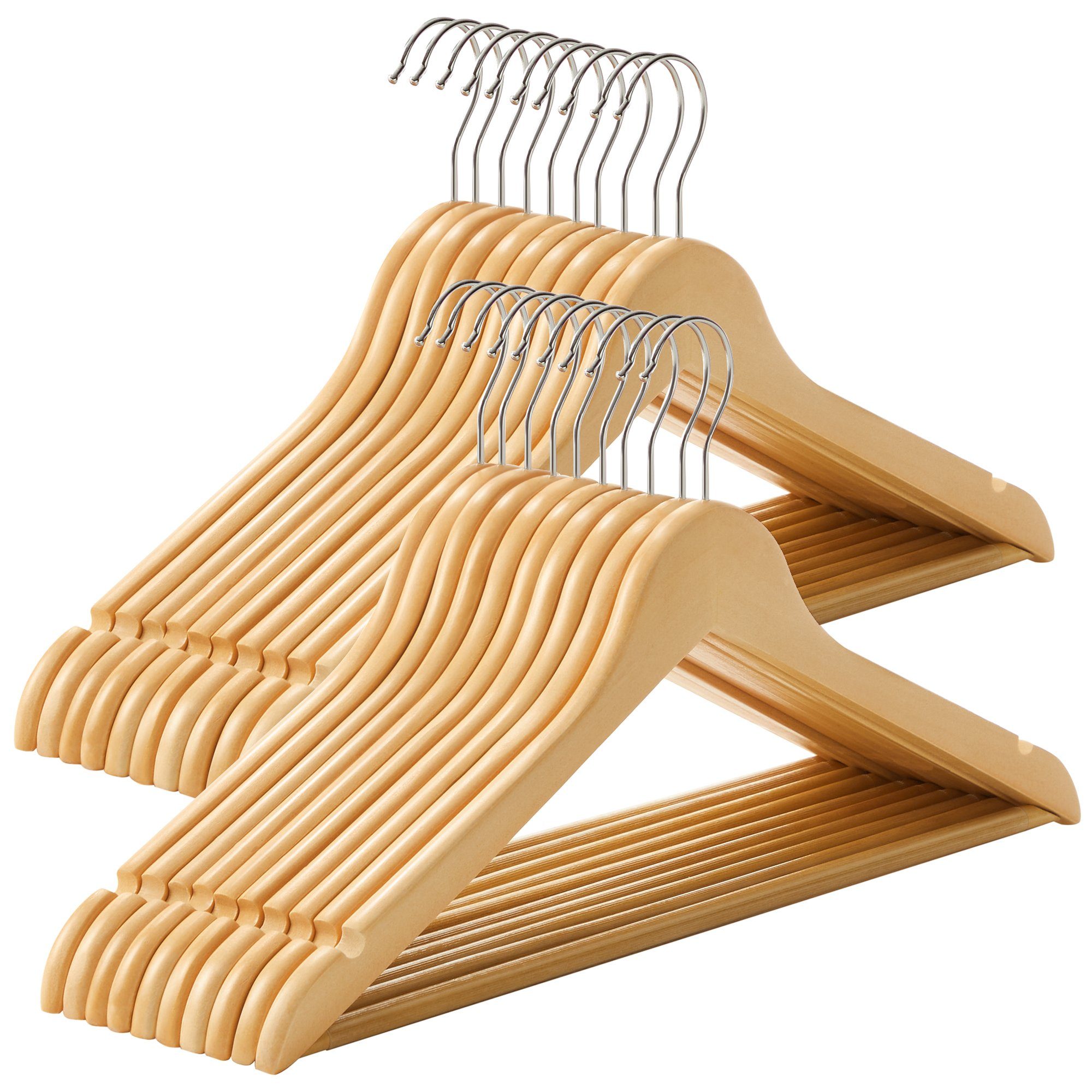SONGMICS Kleiderbügel Bügel, (20-tlg), Bügel aus Massivholz, Einkerbungen, günstig online kaufen