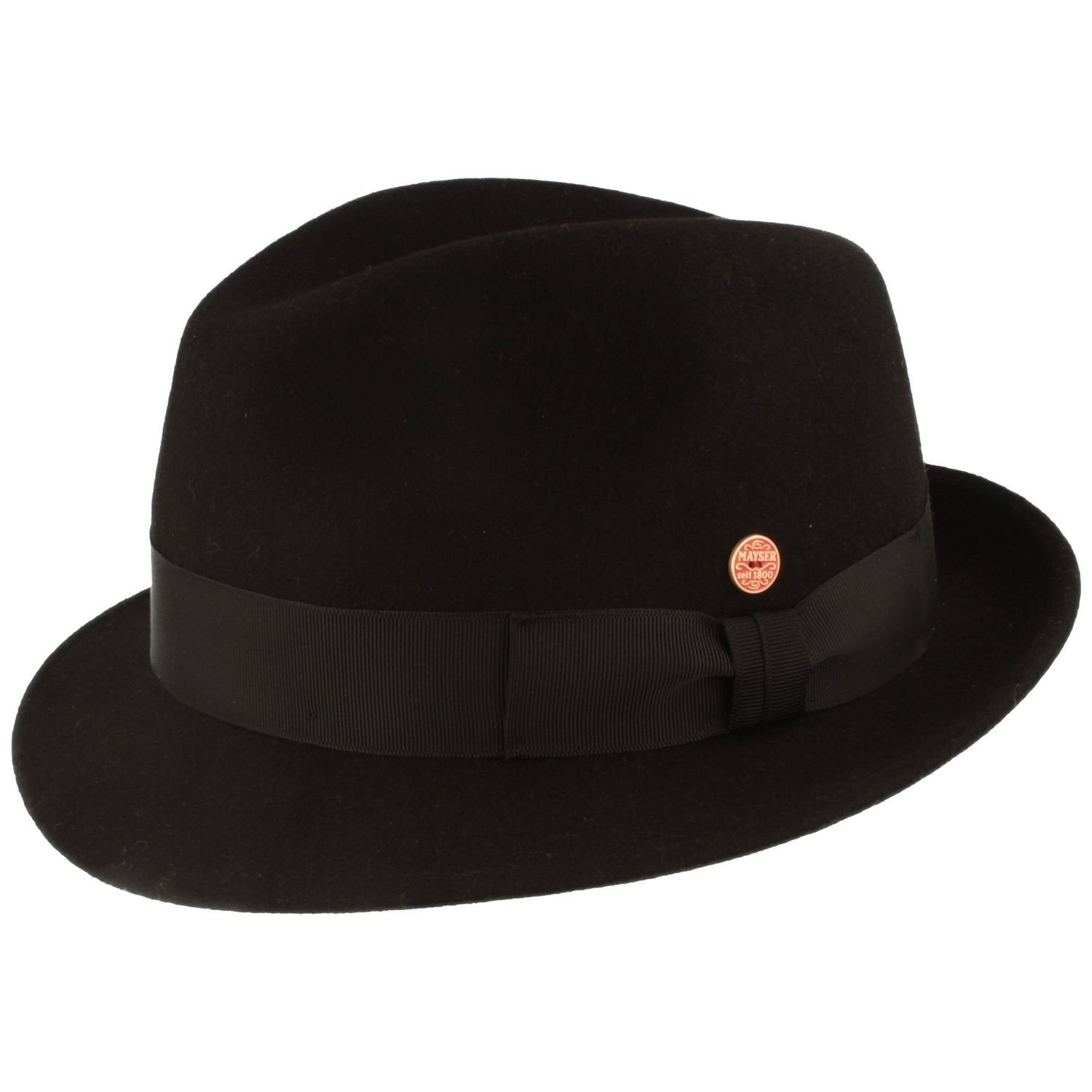 Mayser Filzhut Damen Trilby mit Ripsband-Garnitur 8001 schwarz