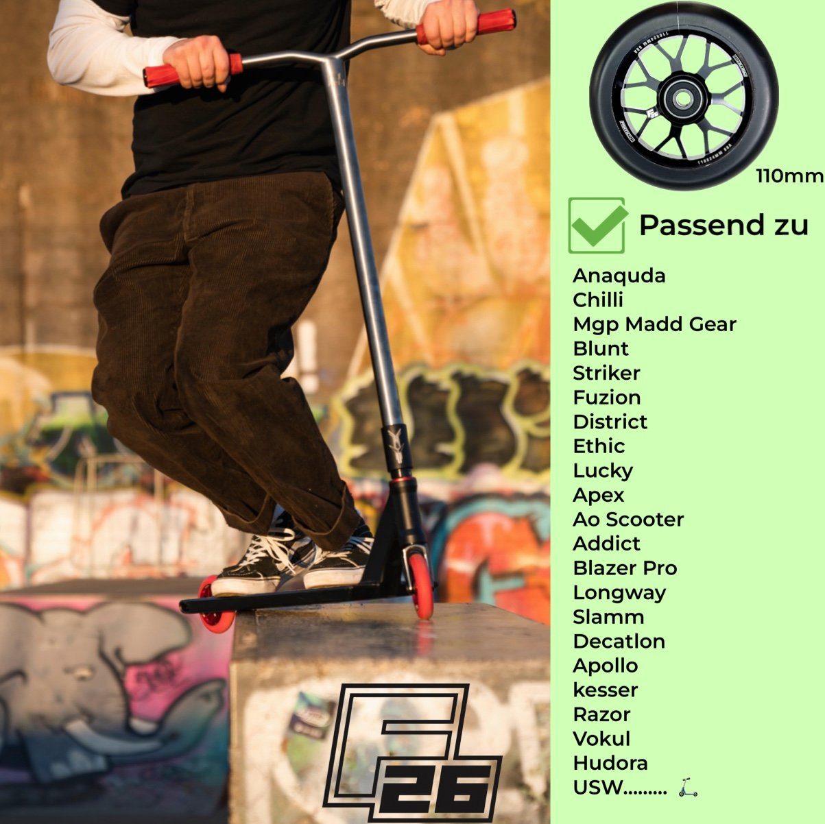 Root Industries Stuntscooter Root Industries Honeycore Stunt-Scooter Rolle 110mm Blau / PU Pink