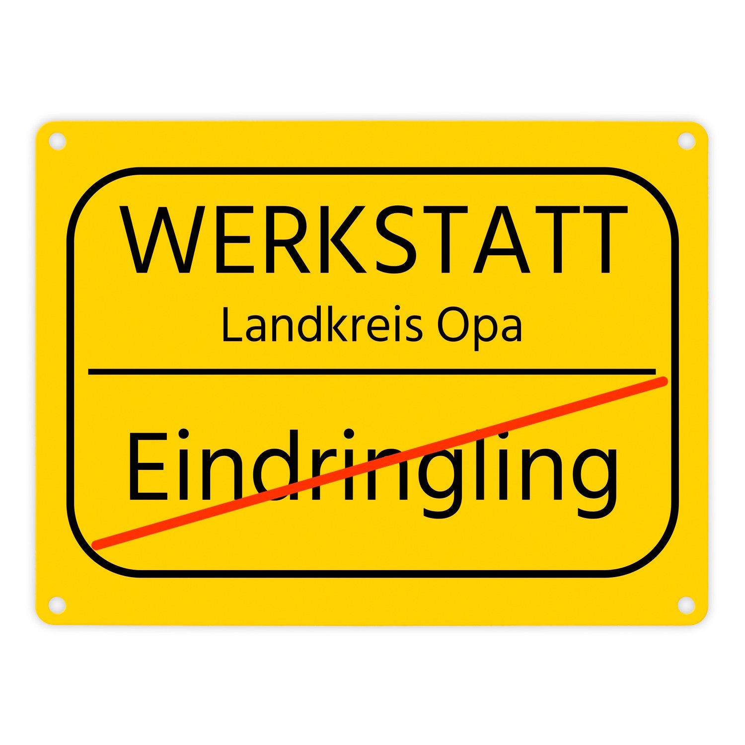 Metallschild Opa Werkstatt Metallschild in 15x20 cm mit Spruch Landkreis Opa