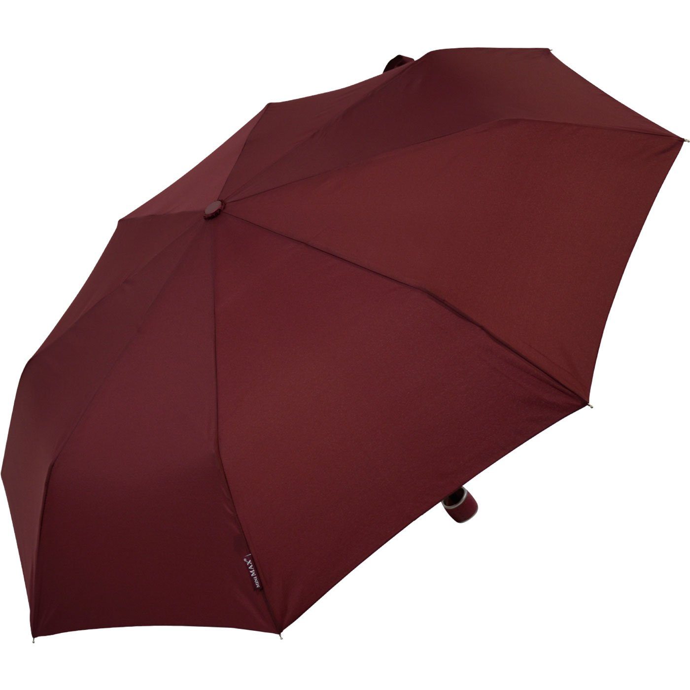 Schirm bordeaux Taschenregenschirm miniMAX® leichter Tasche Handöffner, Impliva in kleiner passt jjede