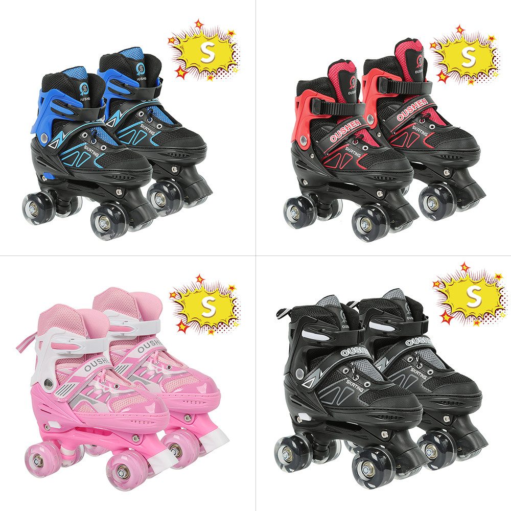 Rollschuhe Verstellbare Rollschuhe für Kinder, Atmungsaktiv Quad Skates