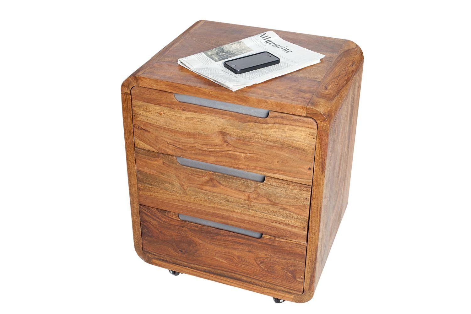 Licht-Erlebnisse Rollcontainer THELA, Rollcontainer Holz 50 x 60 x 40 cm 3 Schubladen Bürocontainer