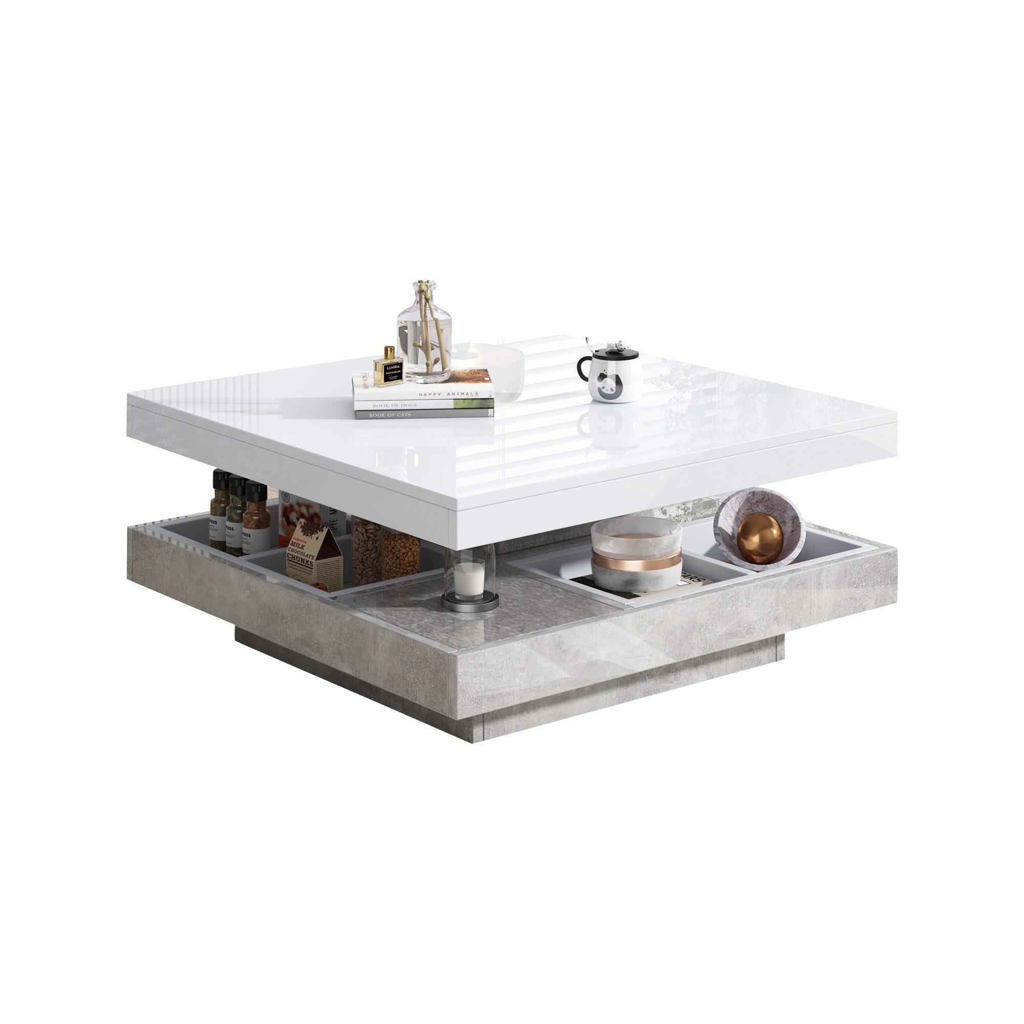 Merax Couchtisch 360° drehbar (1-St., 70x70x36cm), günstig online kaufen