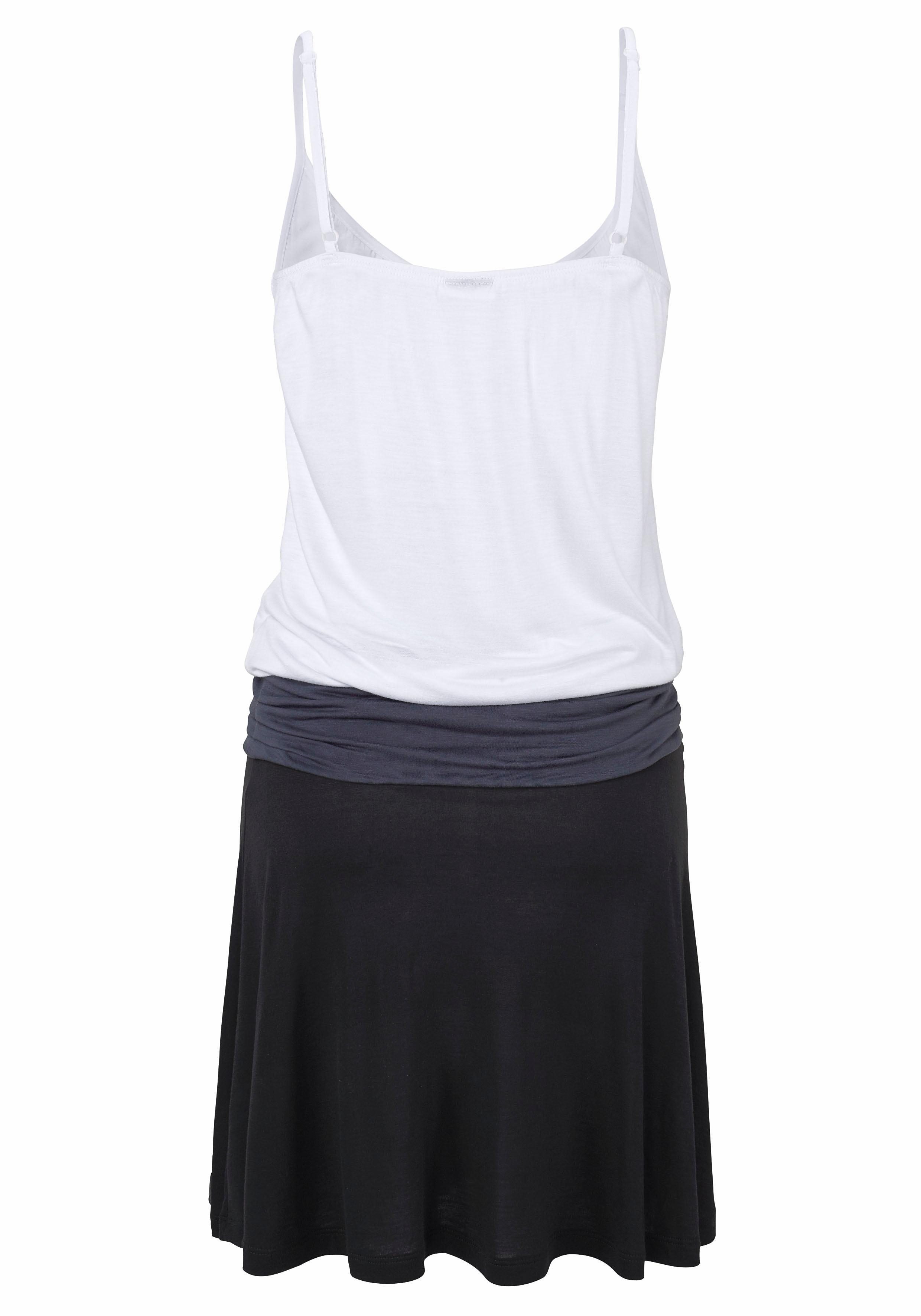 Beachtime by Lascana Strandkleid aus Viskosejersey mit Raffung auf Hüfthöhe, Spaghettiträger Kurzes Sommerkleid, luftiges Jerseykleid, Spaghettikleid, casual – Bild 4 von 5