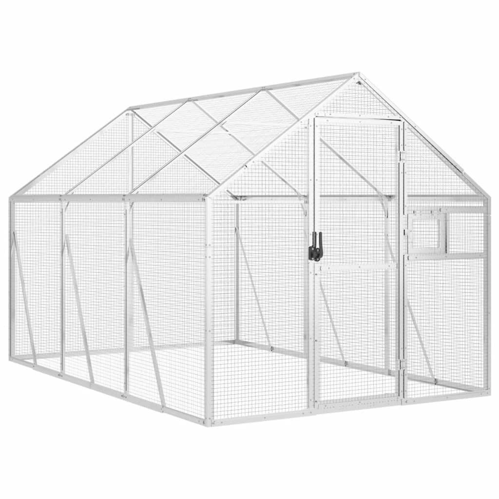 vidaXL Voliere 179 x 3 x 185 m Käfig Gehege Aussen Vogelkäfig Silbern 1,79x3x1,85 m A