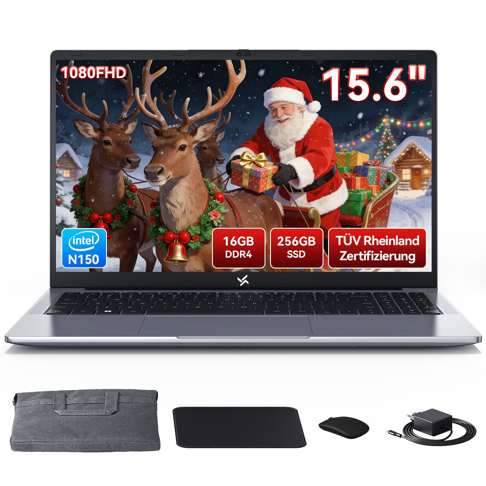 blackview 180° Drehung Hibook6 15,6" Intel N150 256/512GB Notebook (Intel N150 Intel Twin Lake N150, 16 GB, 256 GB SSD, FHD/Deutsche Tastaturaufkleber/mit Tasche, Maus, Tastatur)