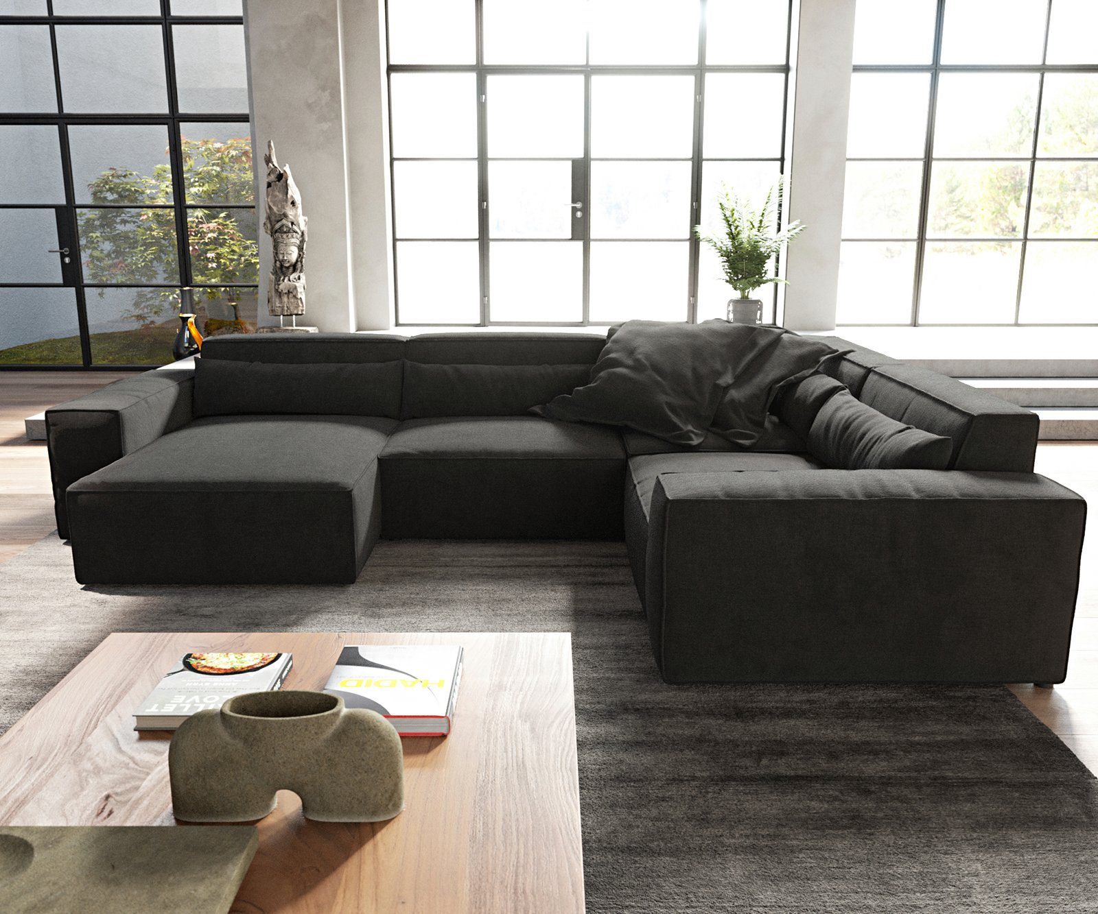 DELIFE Wohnlandschaft Sirpio, Mikrofaser Schwarz 300x210 günstig online kaufen