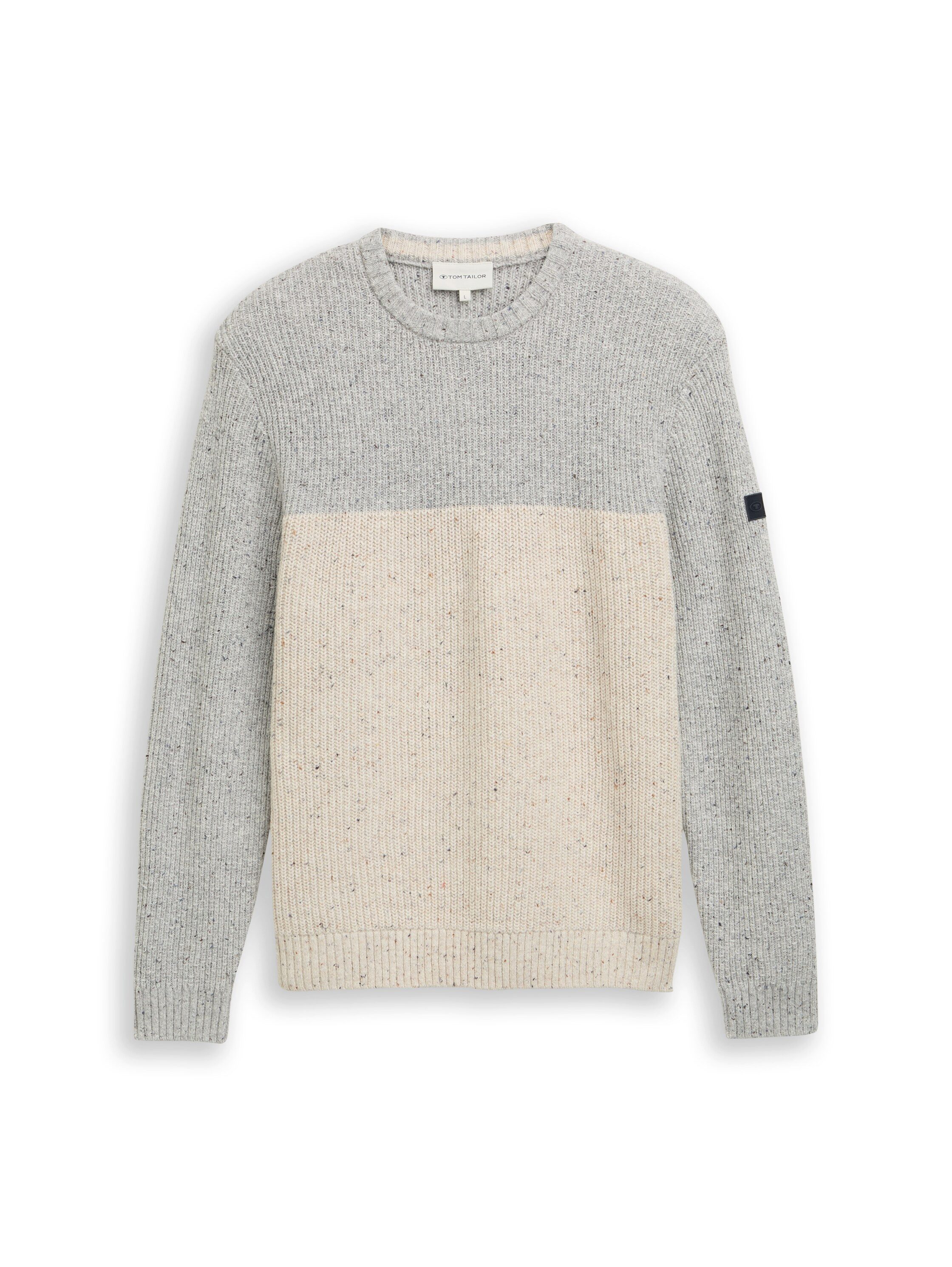 TOM TAILOR Rundhalspullover mit Logo Stickerei