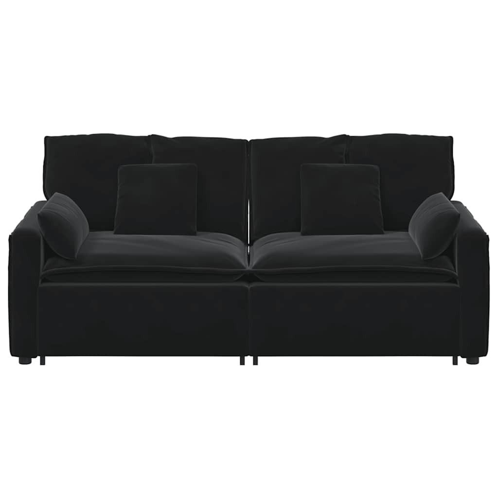 vidaXL Sofaelement Modulares Sofa mit Kissen Schwarz
