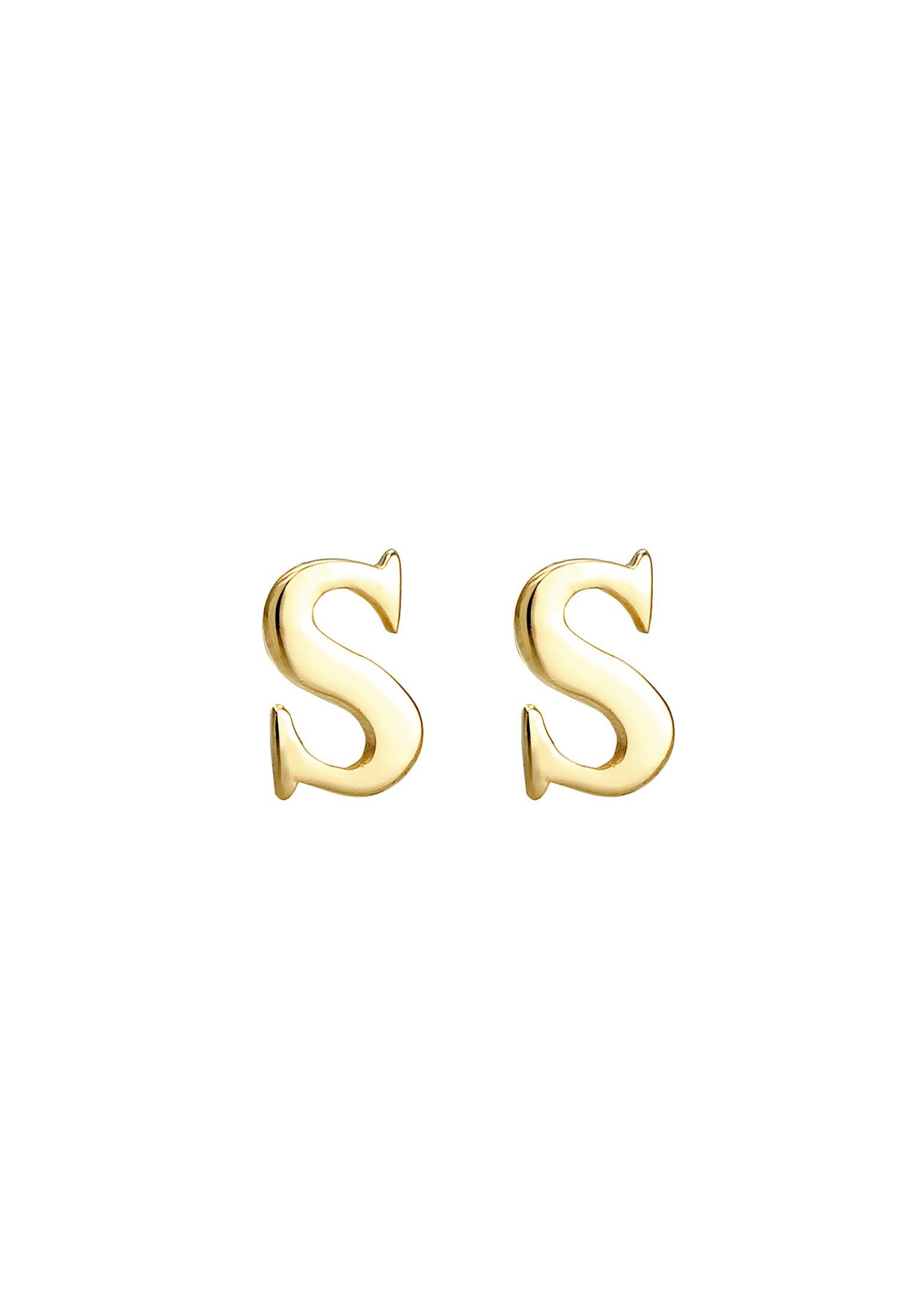 Gold Minimal S Initialen Ohrstecker Stecker Paar 925 Buchstabe Silber Elli