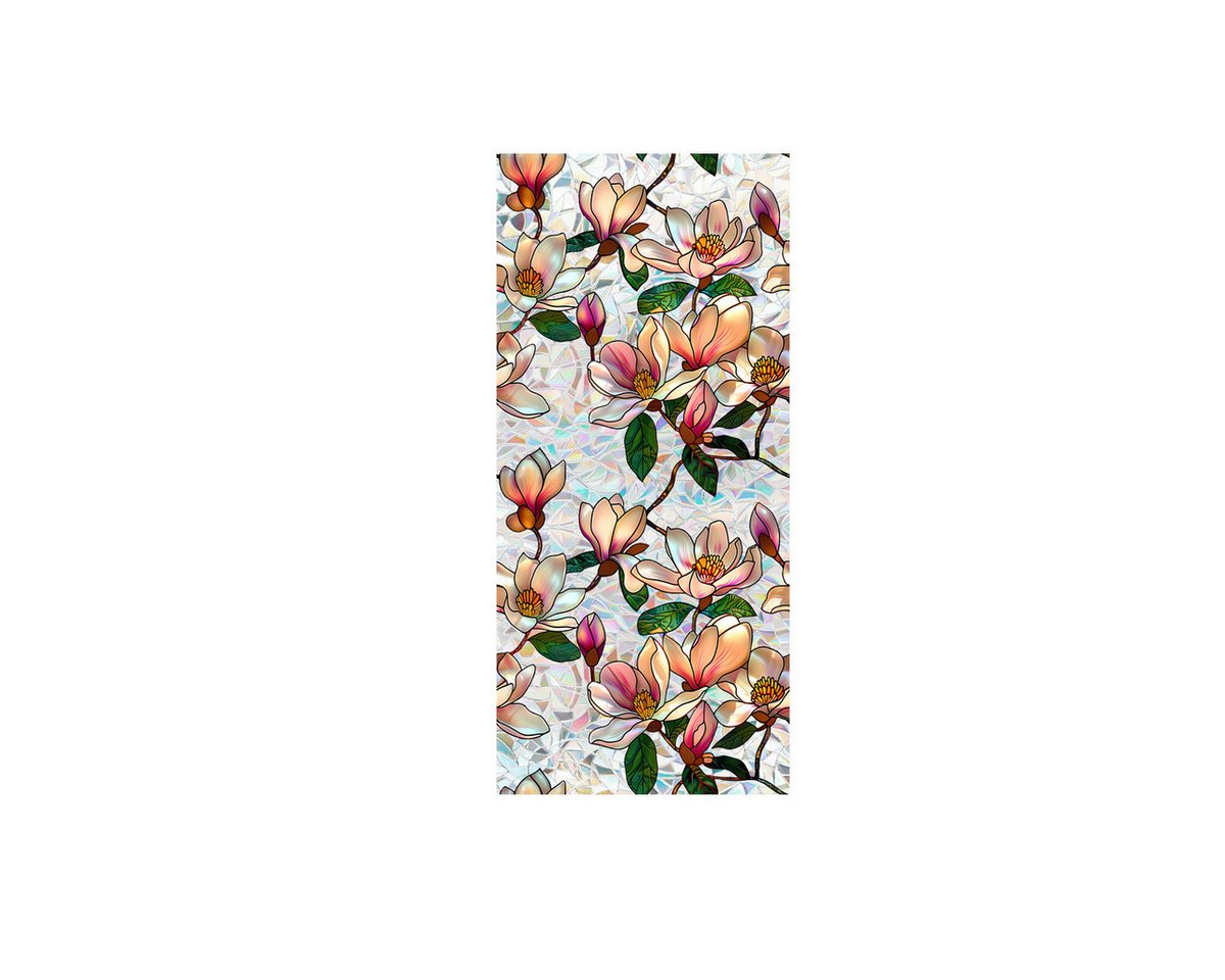 Coonoor Fensterfolie Elektrostatische Fensterfolie, bunte Fensterfolie, Vintage Blumenmuster Fensterfolie, selbstklebefreie Glasfolie