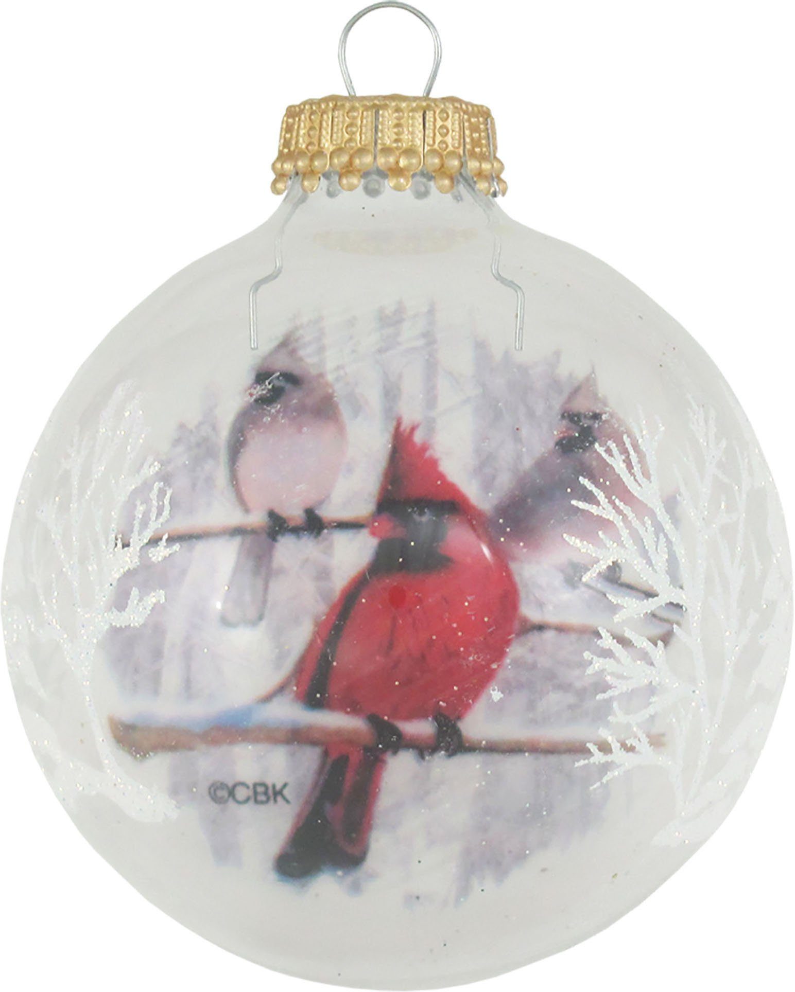 Weihnachtsbaumkugel Lauscha Christbaumschmuck, Dekor, Vogel CBK77668, (4 Weihnachtsdeko, Glas mit Krebs Glas Christbaumkugeln St), Kardinal