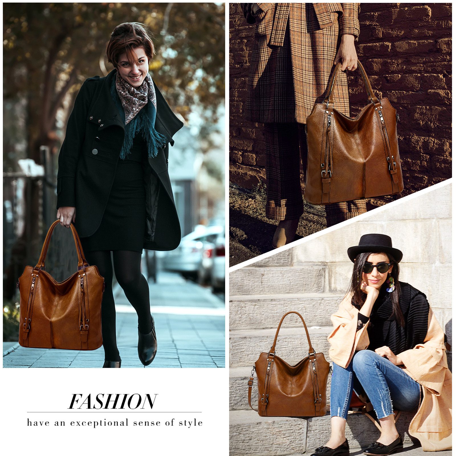 TAN.TOMI Handtasche Damen Schultertasche Groß Shopper Vegan Handtasche, Handtaschen Umhängetasche Geldbörse Damen Taschen 2-Tlg – Bild 3 von 5