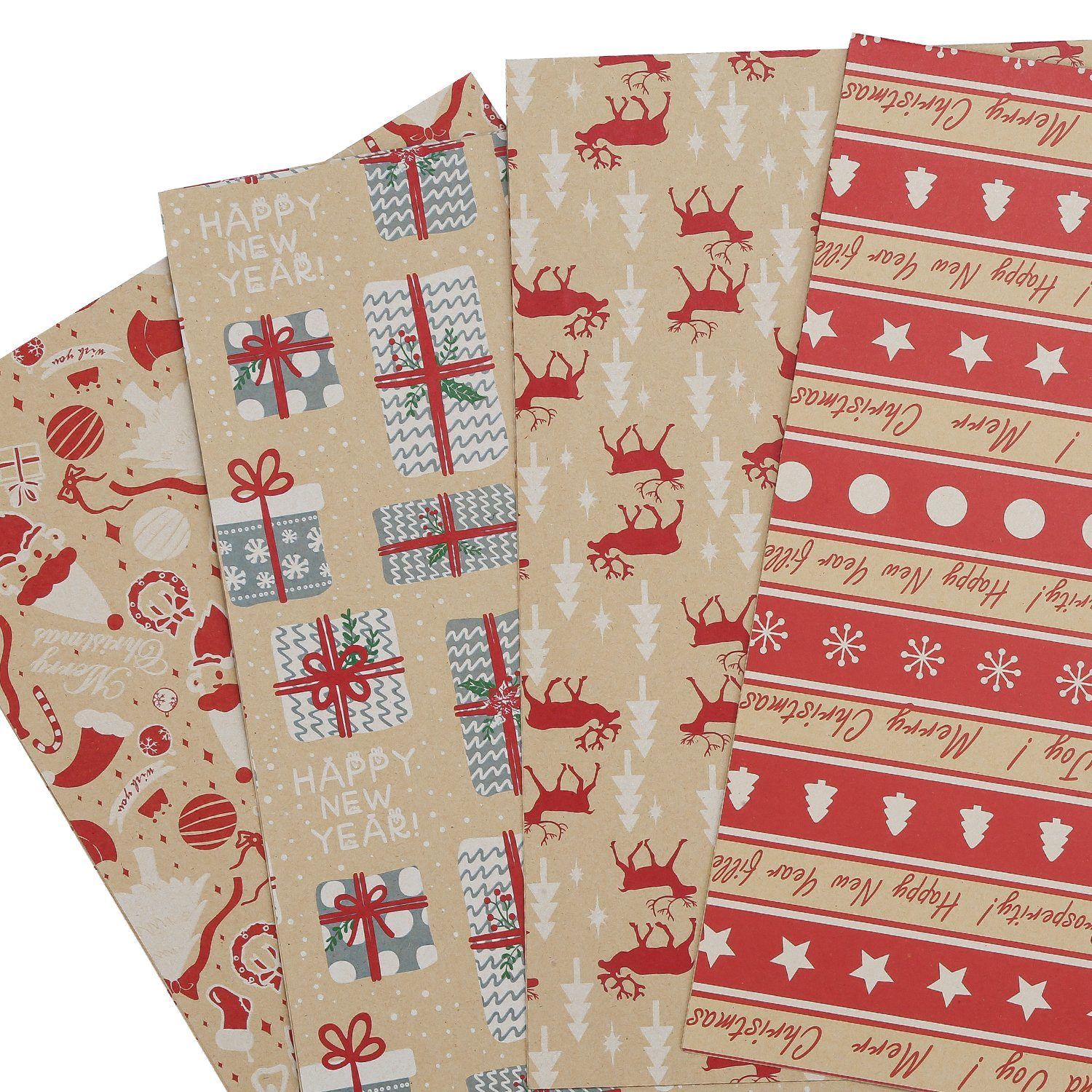 Gimisgu mit 50 Geschenkpapier x Weihnachtspapier Packpapier (24St) cm, Weihnachtselementen 70