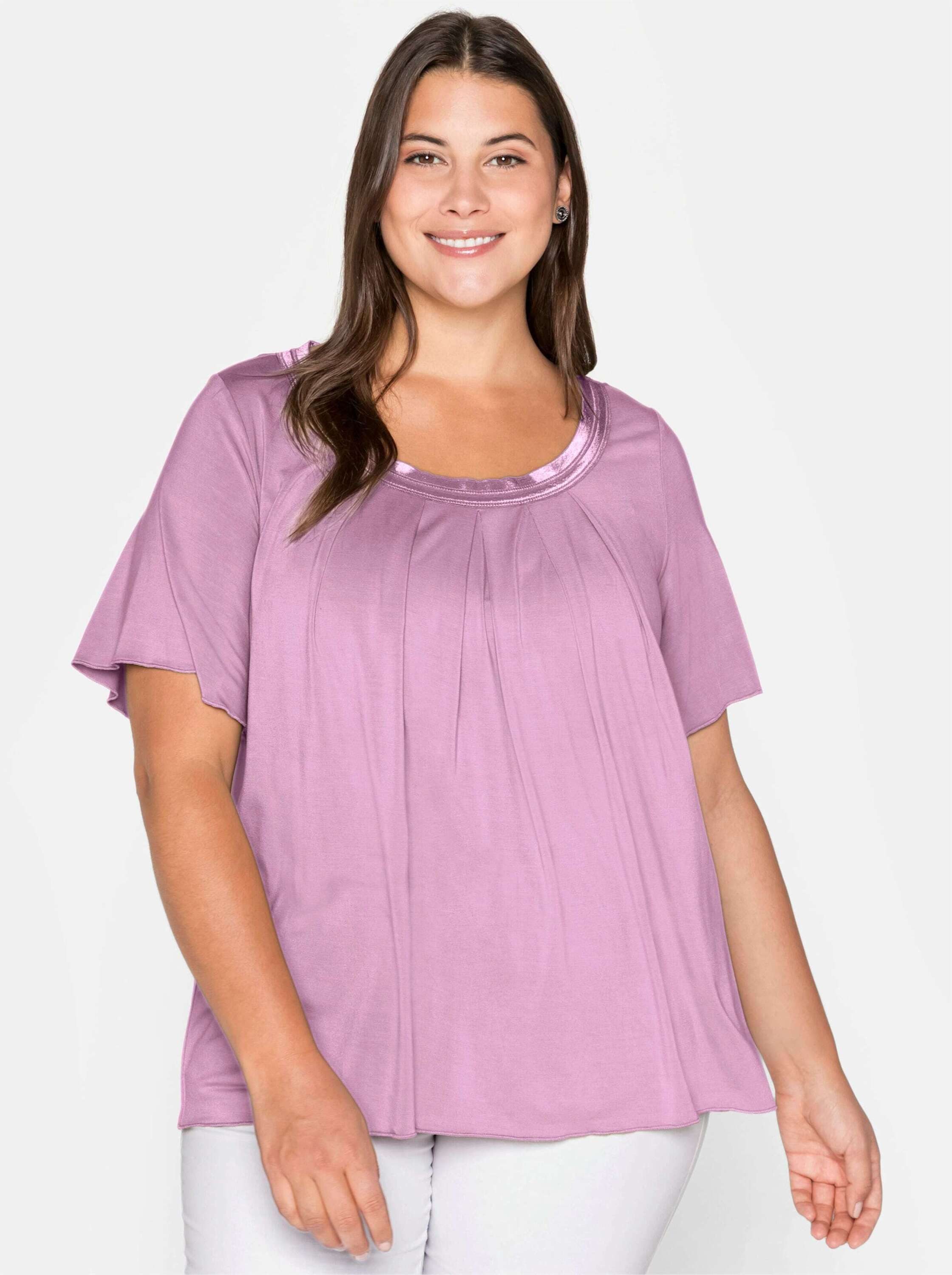 Sheego T-Shirt T-Shirt Kurzarm in A-Linie mit dekorativer Blende