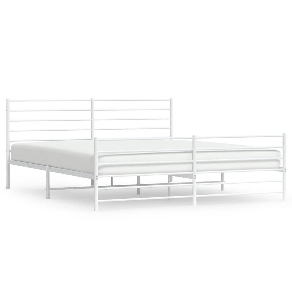 vidaXL Bettgestell, Bettrahmen mit Kopf- und Fußteil Metall Weiß 180x200 cm günstig online kaufen