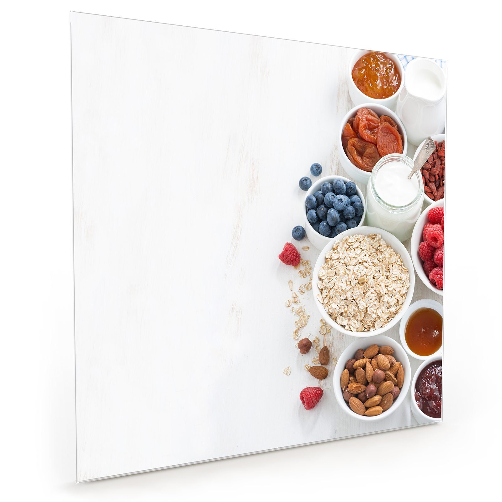 Haferflocken Primedeco und Küchenrückwand mit Glas Spritzschutz Motiv Beeren Küchenrückwand